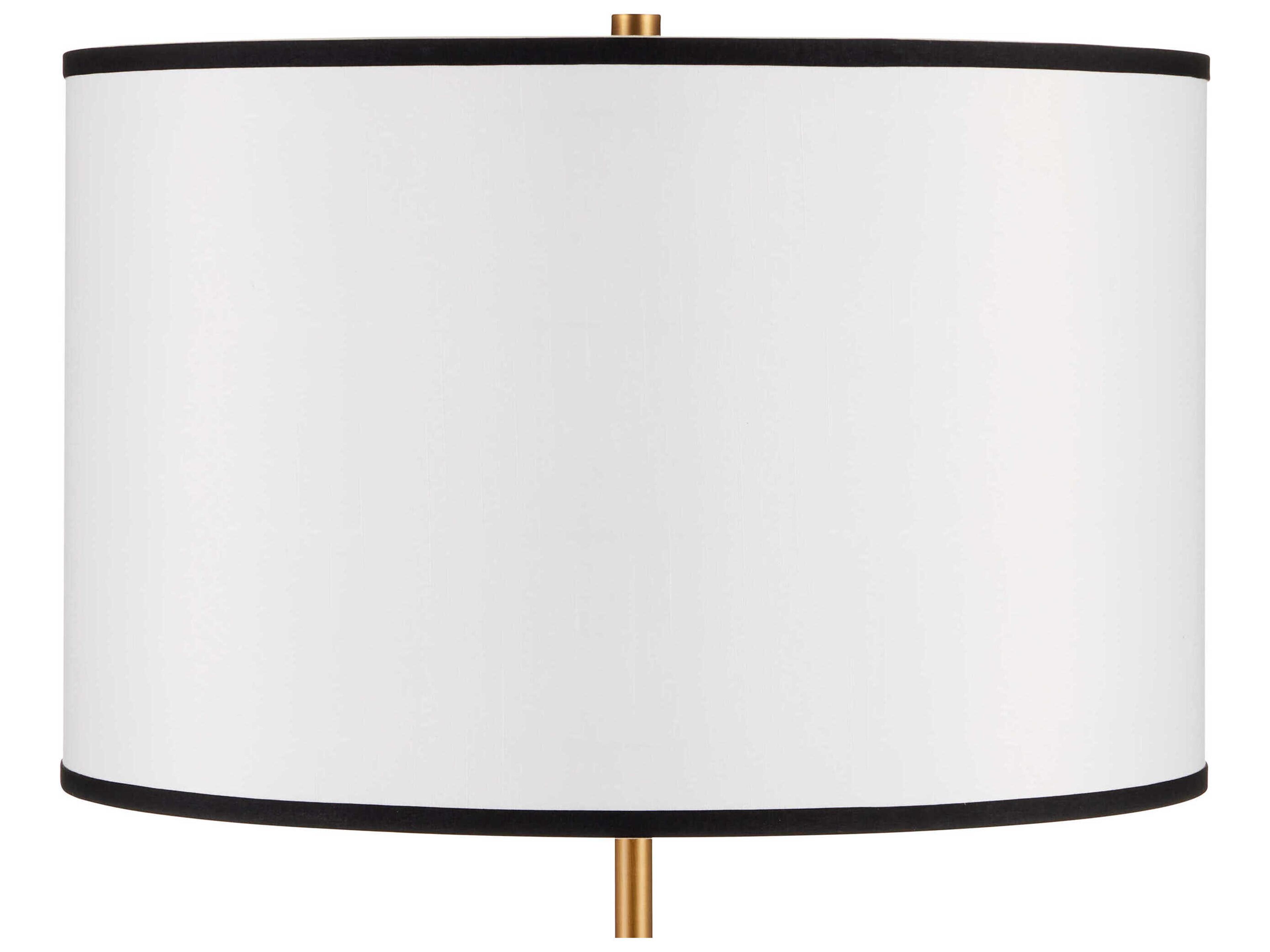 Currey & Company Willoughby Brass Oil Rubbed Bronze Off White Shantung With Black Trim Floor Lamp