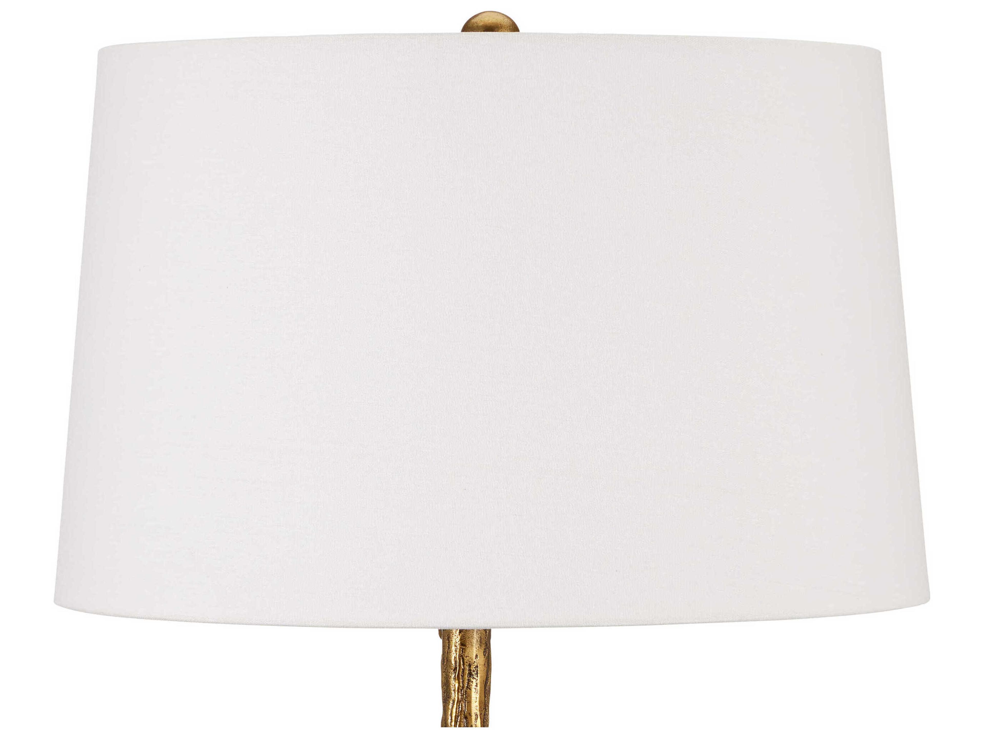 Currey & Company Piaf Antique Brass Off White Linen Floor Lamp