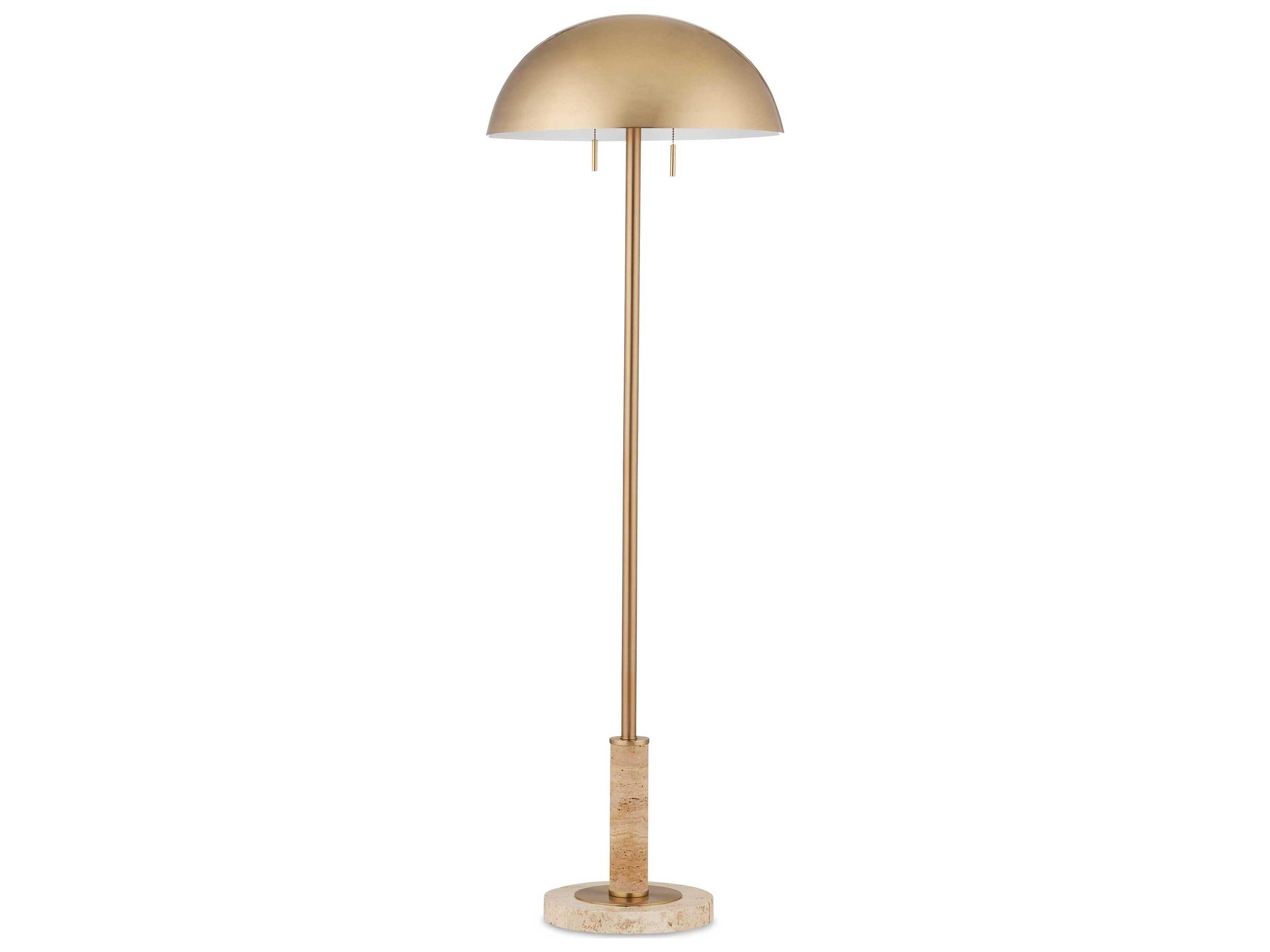 Currey & Company Miles Brass Natural Metal Floor Lamp