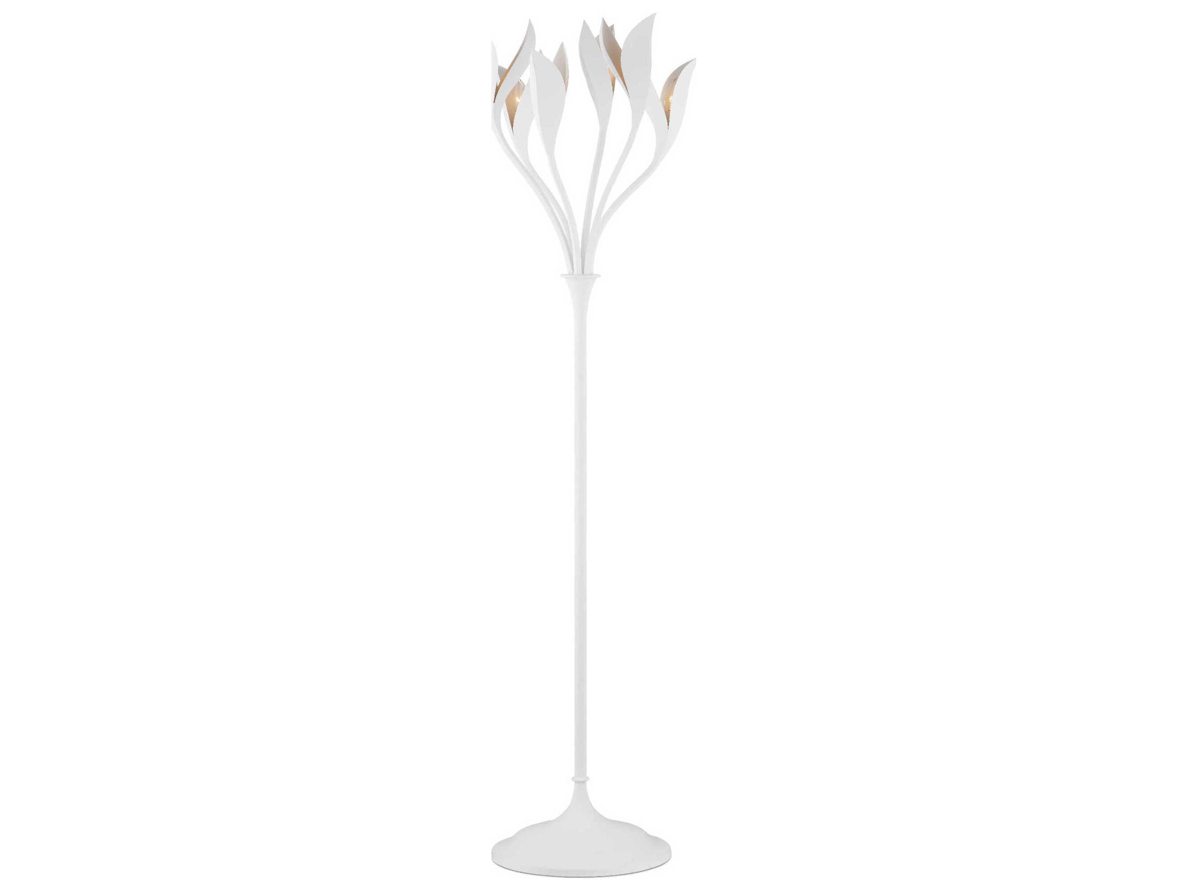 Currey & Company Snowflower Gesso White Floor Lamp