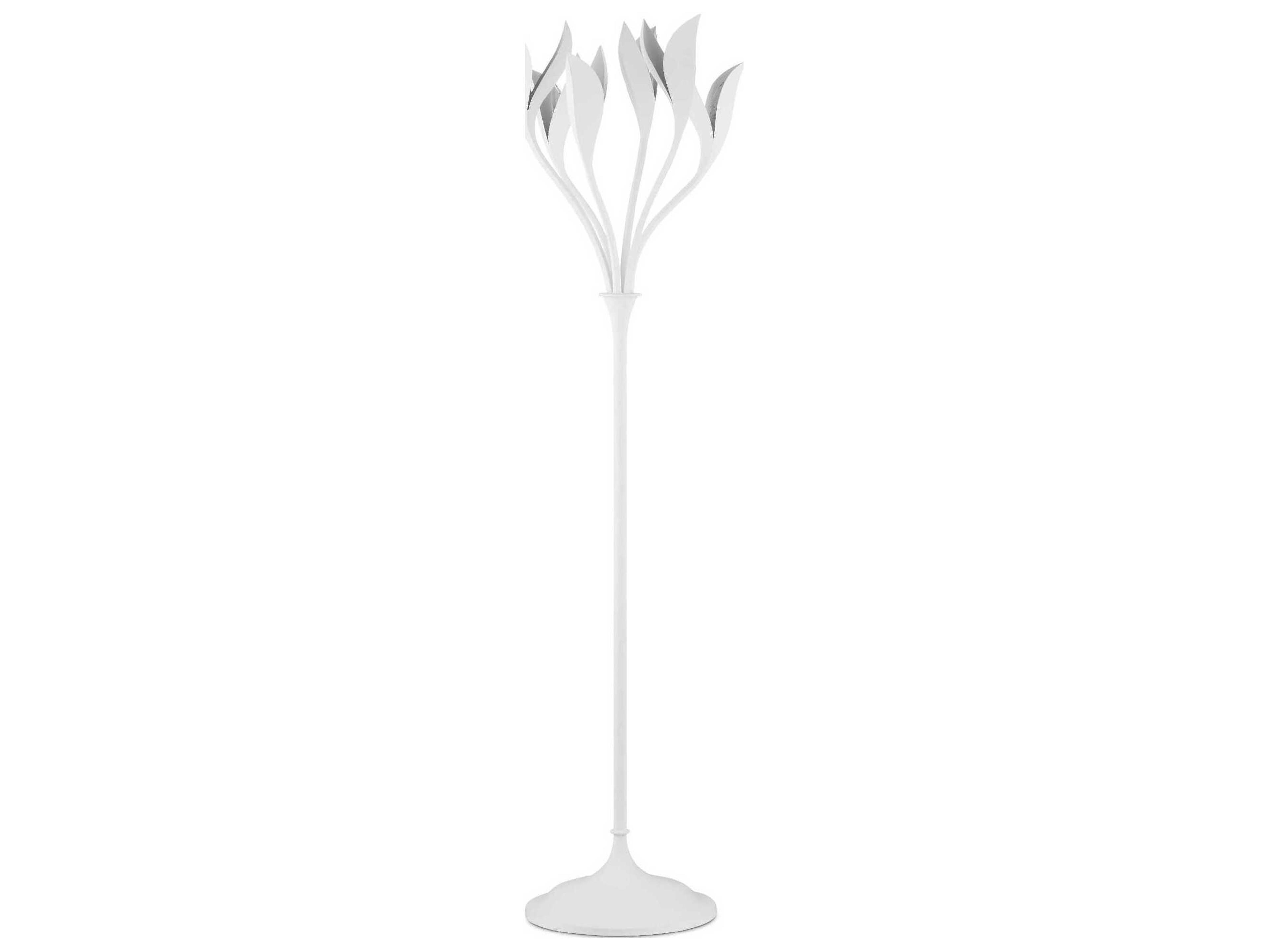 Currey & Company Snowflower Gesso White Floor Lamp