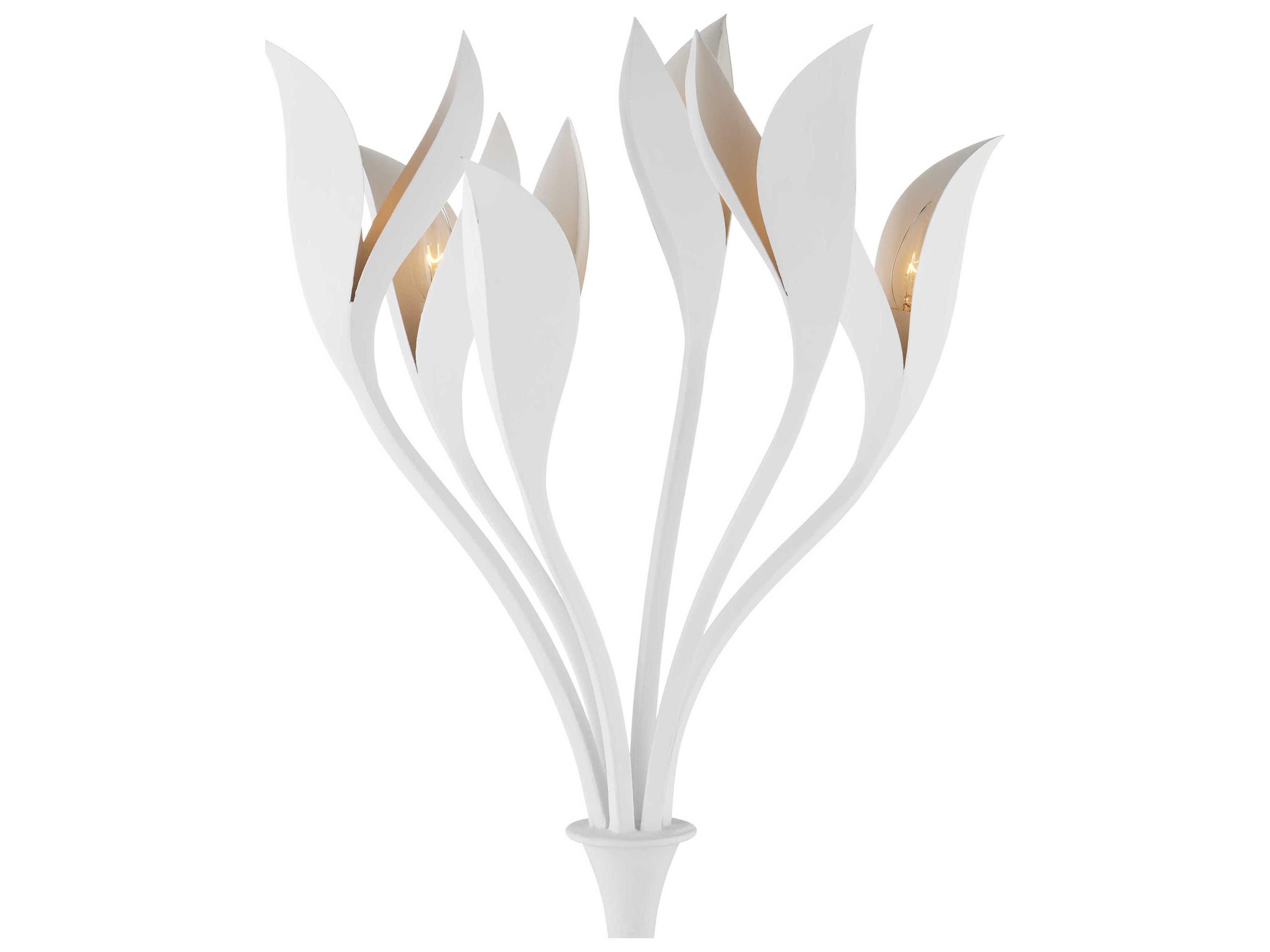 Currey & Company Snowflower Gesso White Floor Lamp