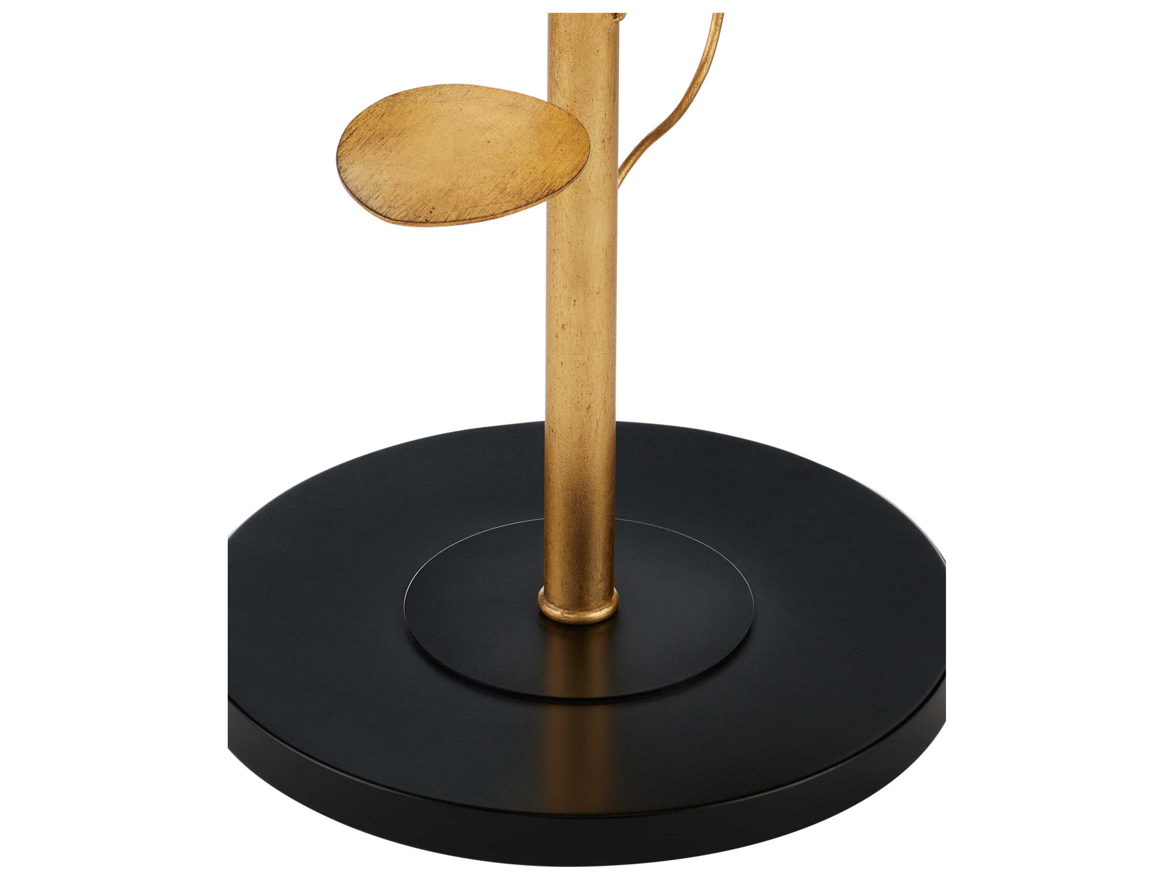 Currey & Company Vittoria Antique Gold Leaf Light Beige Linen Floor Lamp