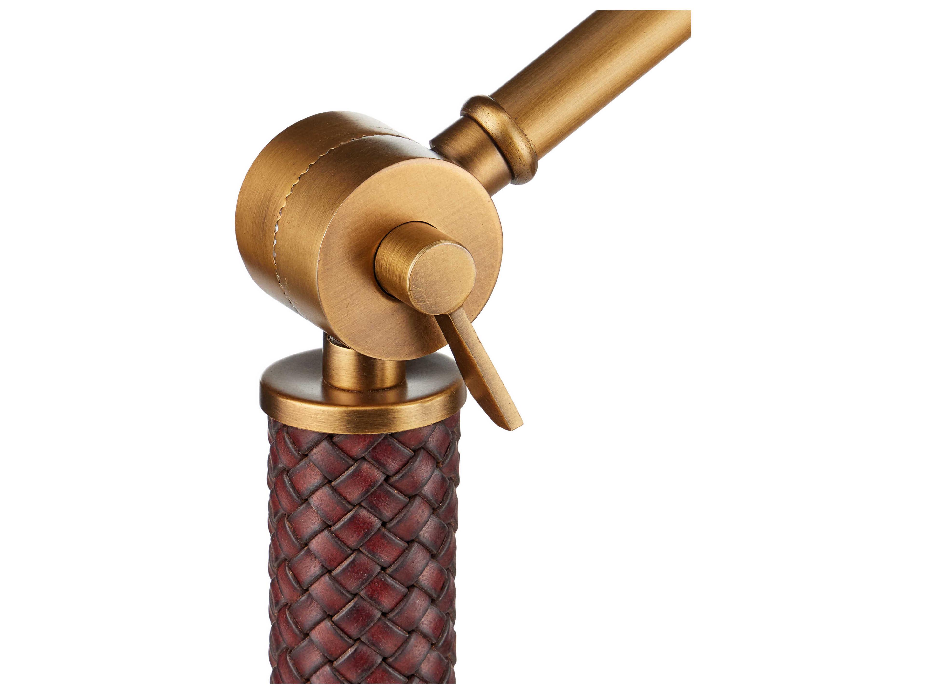 Currey & Company Libretto Antique Brass Brownish Red Glossy White Metal Floor Lamp