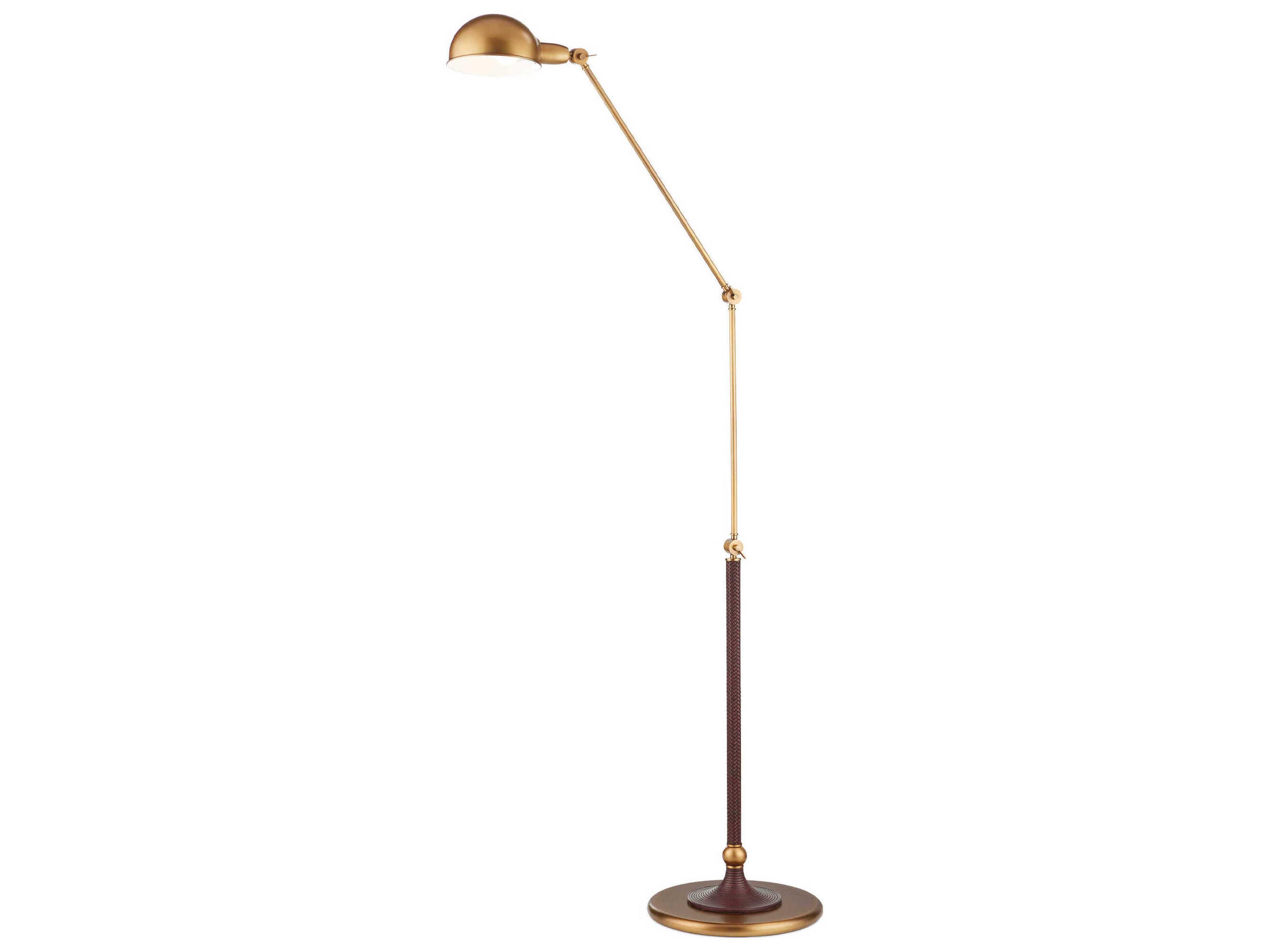 Currey & Company Libretto Antique Brass Brownish Red Glossy White Metal Floor Lamp