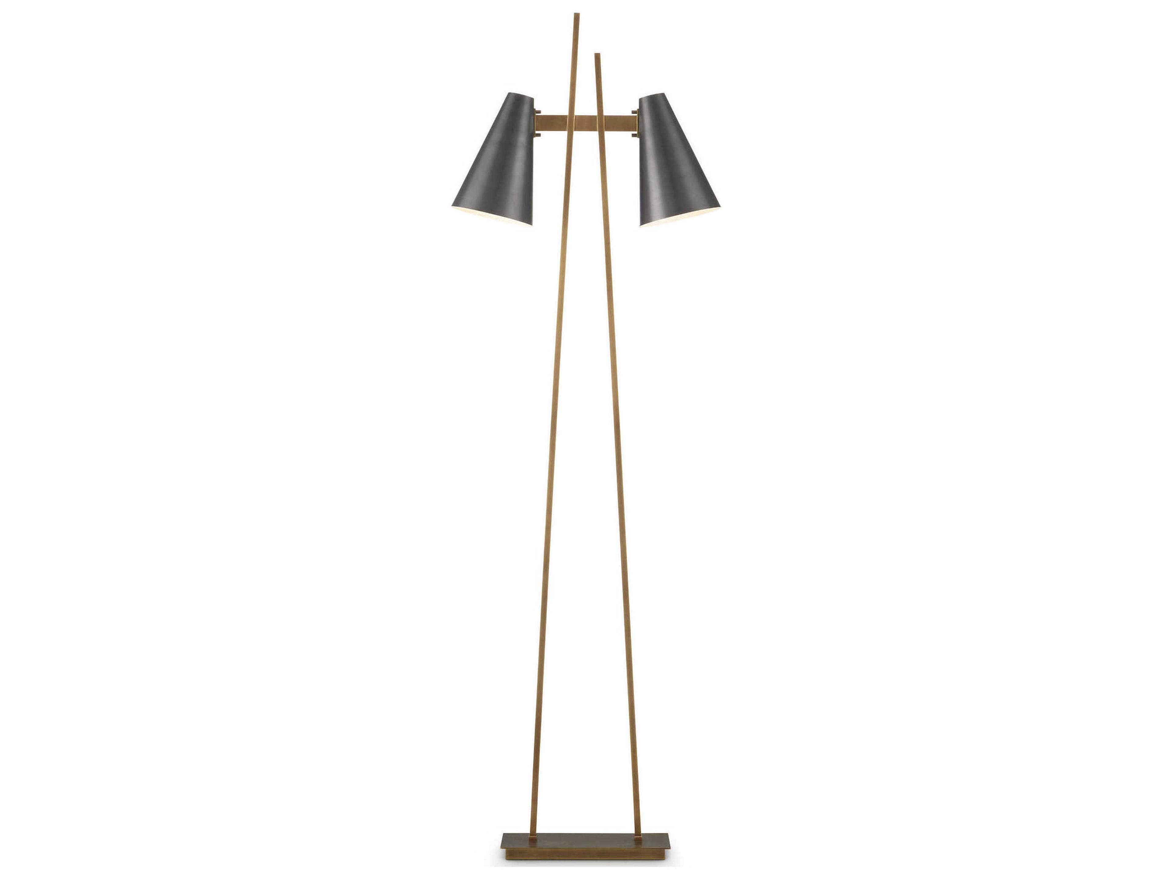 Currey & Company Duet Oil Rubbed Bronze Antique Brass White Metal Floor Lamp