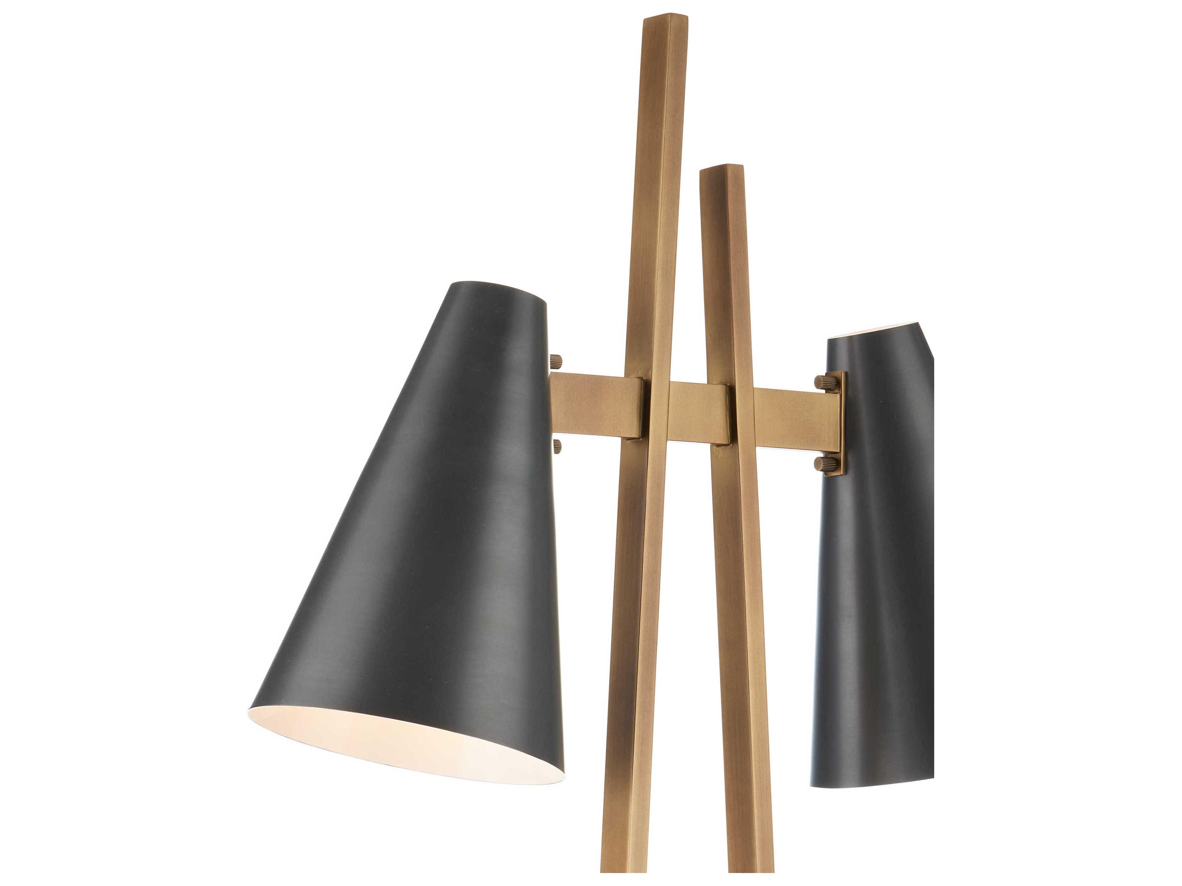 Currey & Company Duet Oil Rubbed Bronze Antique Brass White Metal Floor Lamp