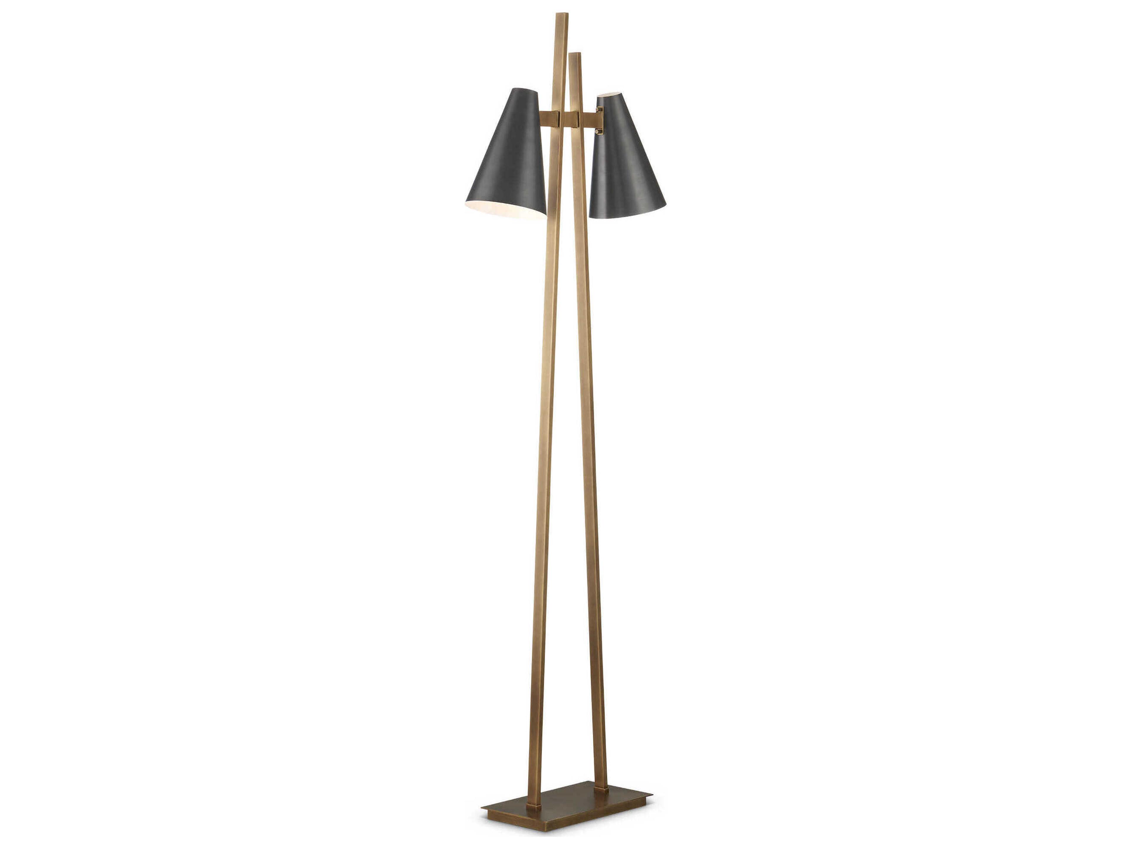 Currey & Company Duet Oil Rubbed Bronze Antique Brass White Metal Floor Lamp