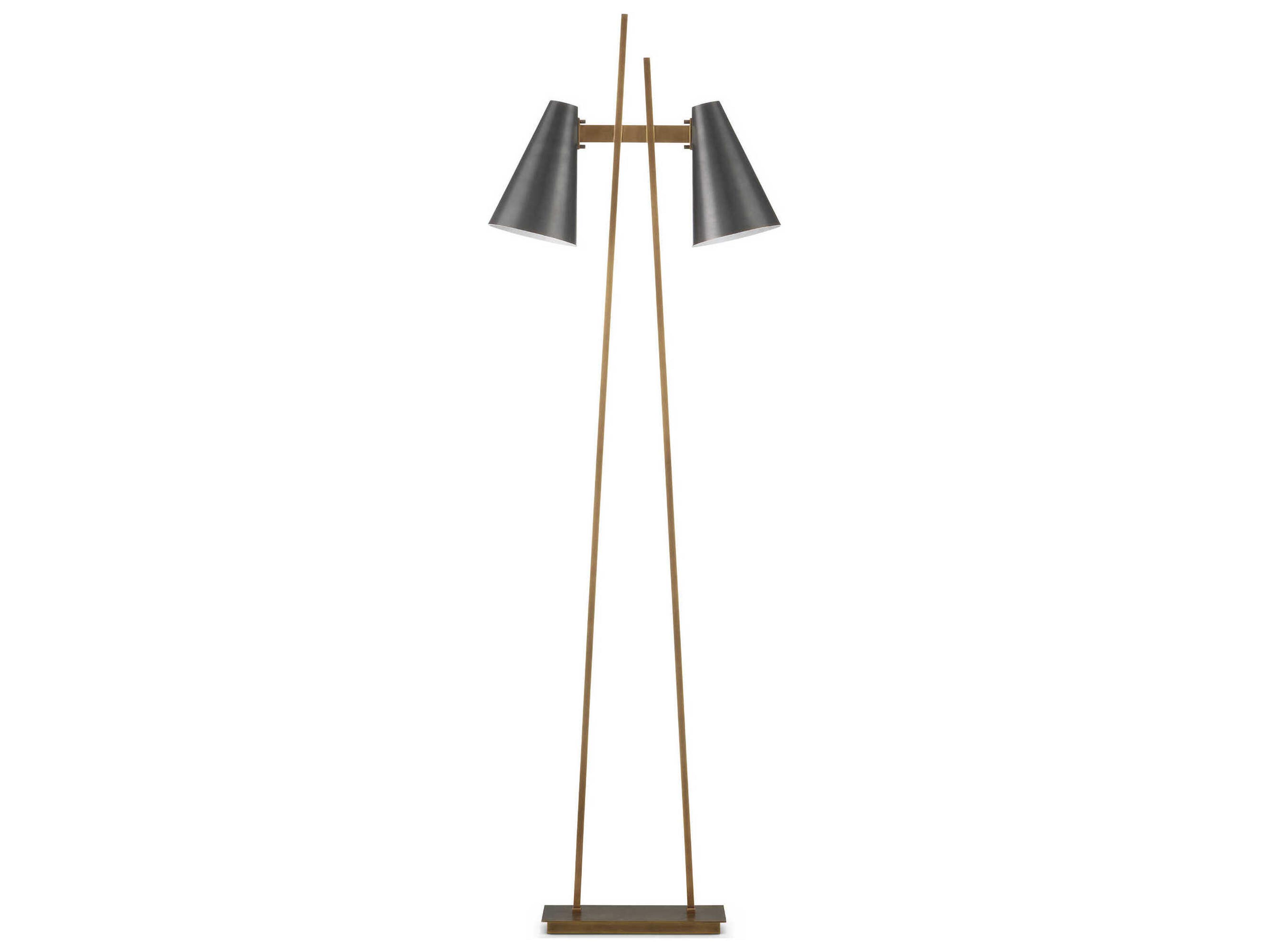 Currey & Company Duet Oil Rubbed Bronze Antique Brass White Metal Floor Lamp