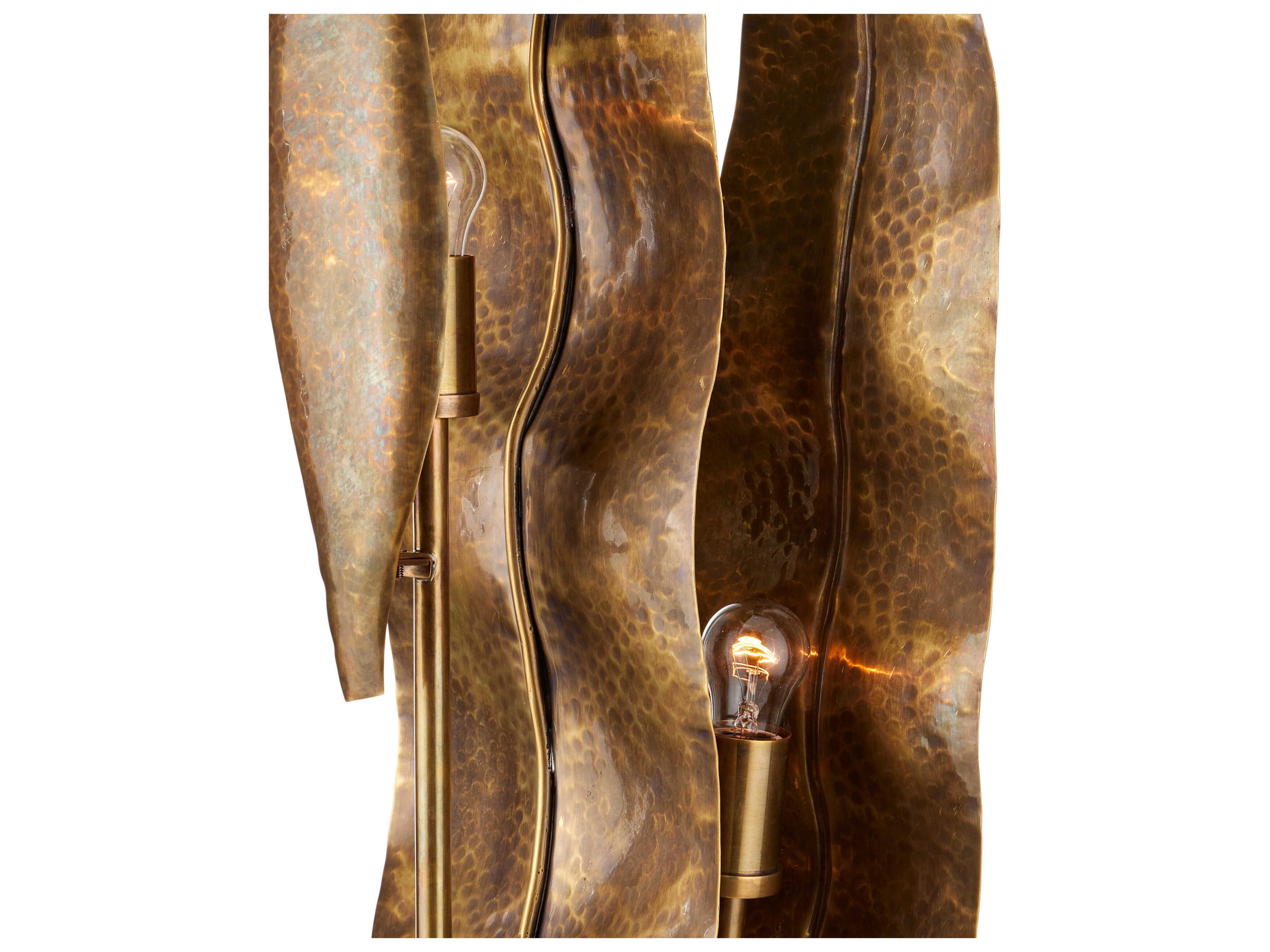 Currey & Company Musa Vintage Brass Black Floor Lamp