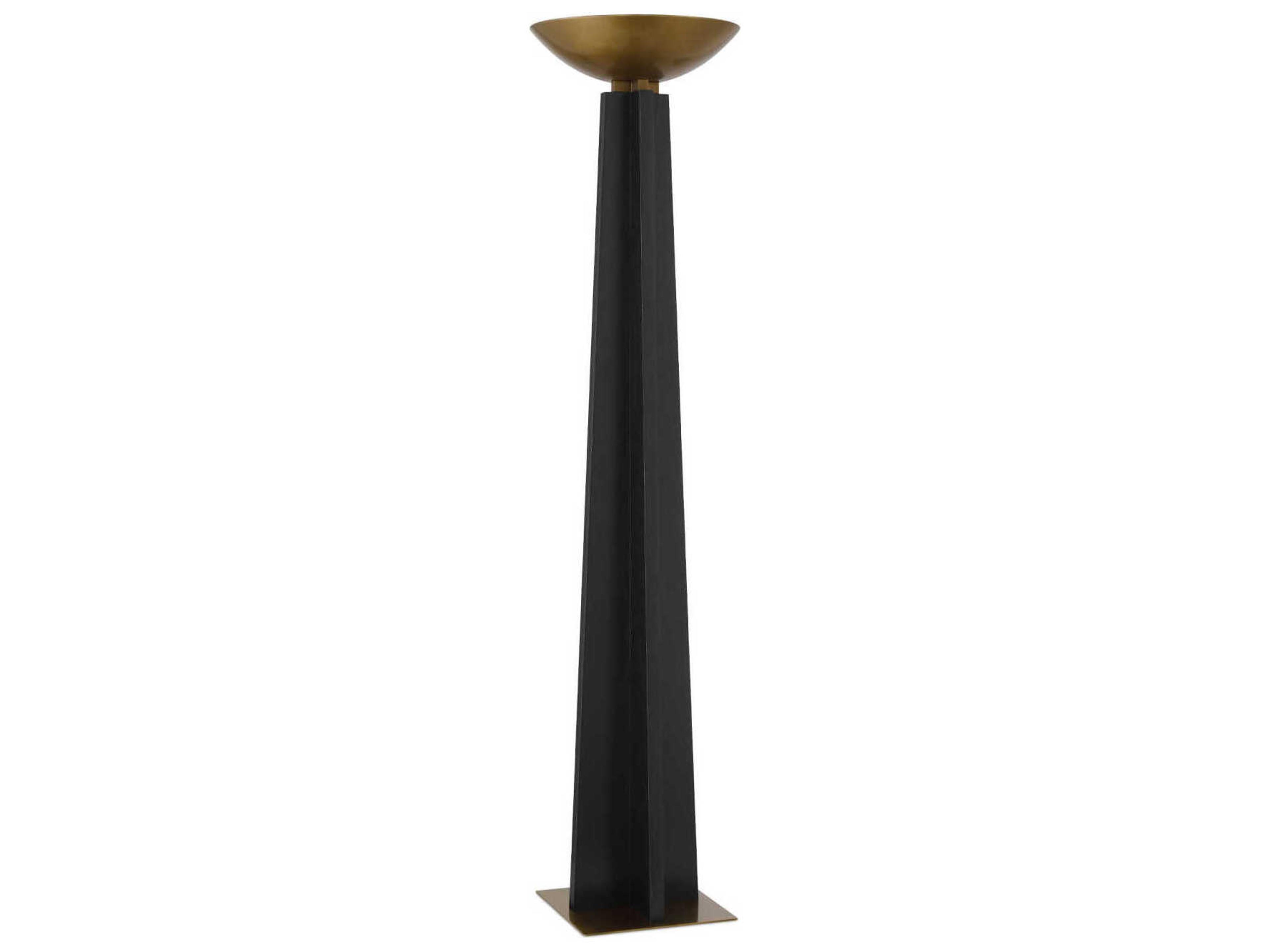 Currey & Company Calyx 1-Light Black Antique Brass Floor Lamp