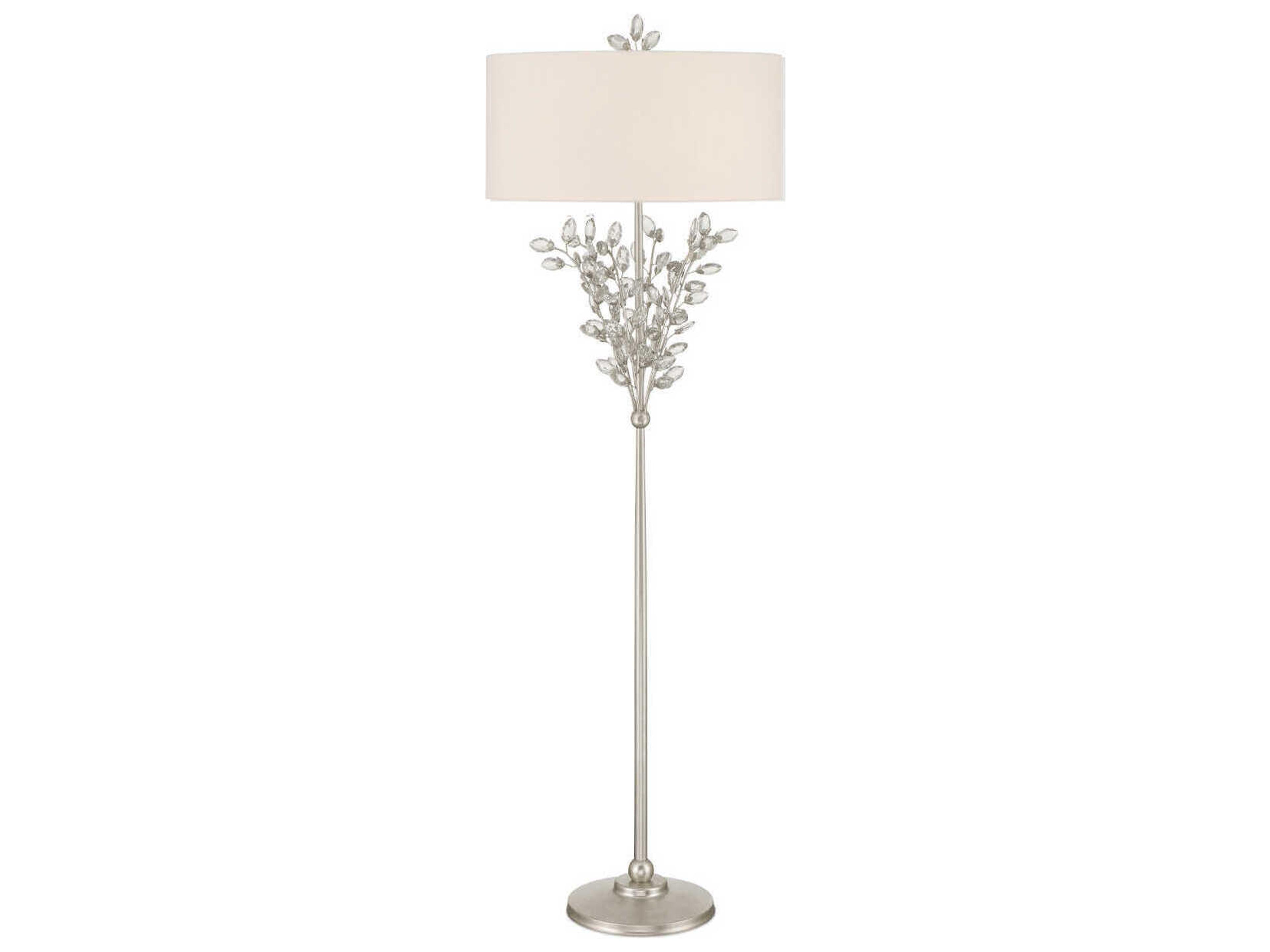 Forget-Me-Not 2-Light Silver Leaf Floor Lamp