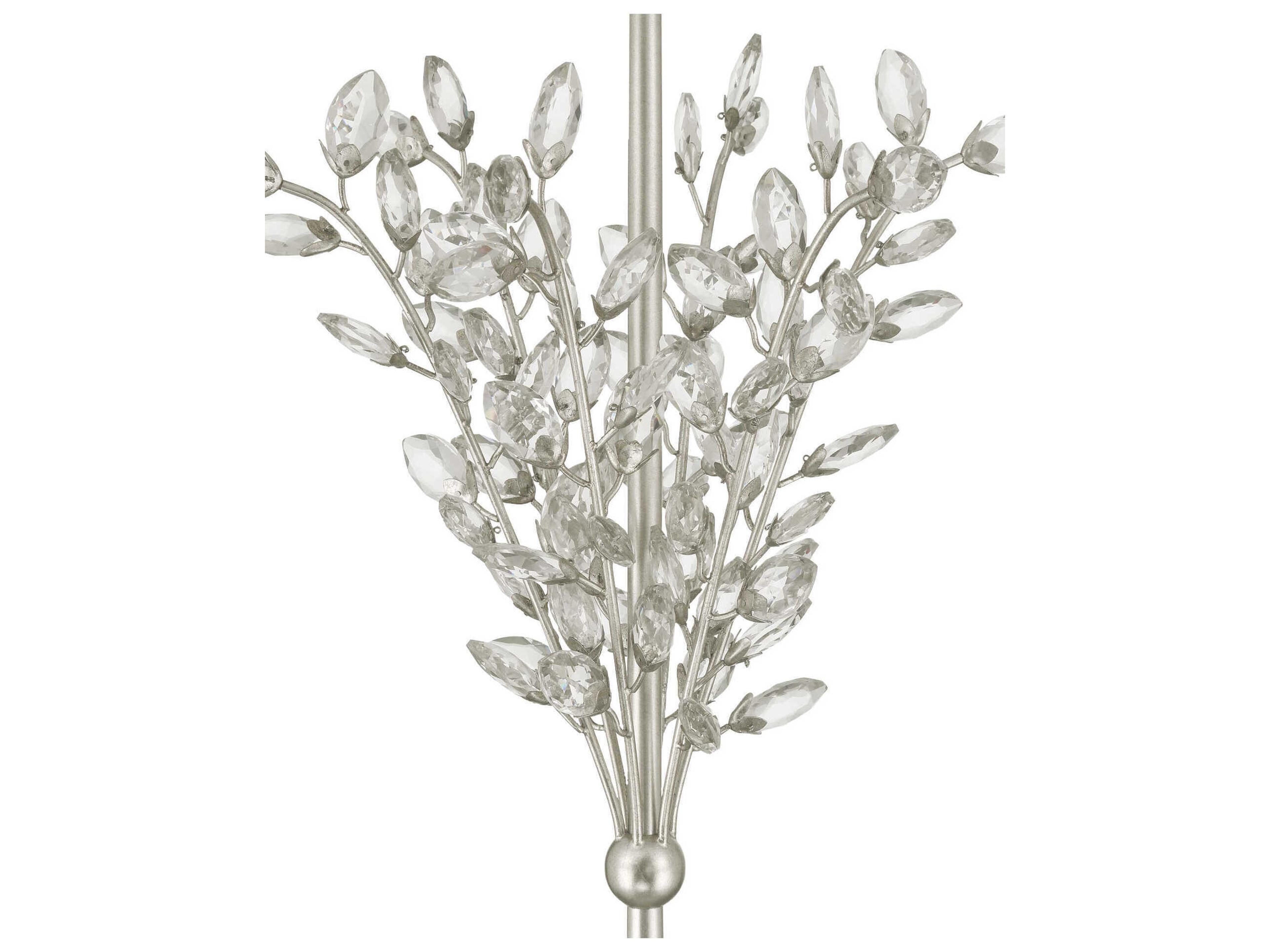 Currey & Company Forget-Me-Not 2-Light Silver Leaf Floor Lamp