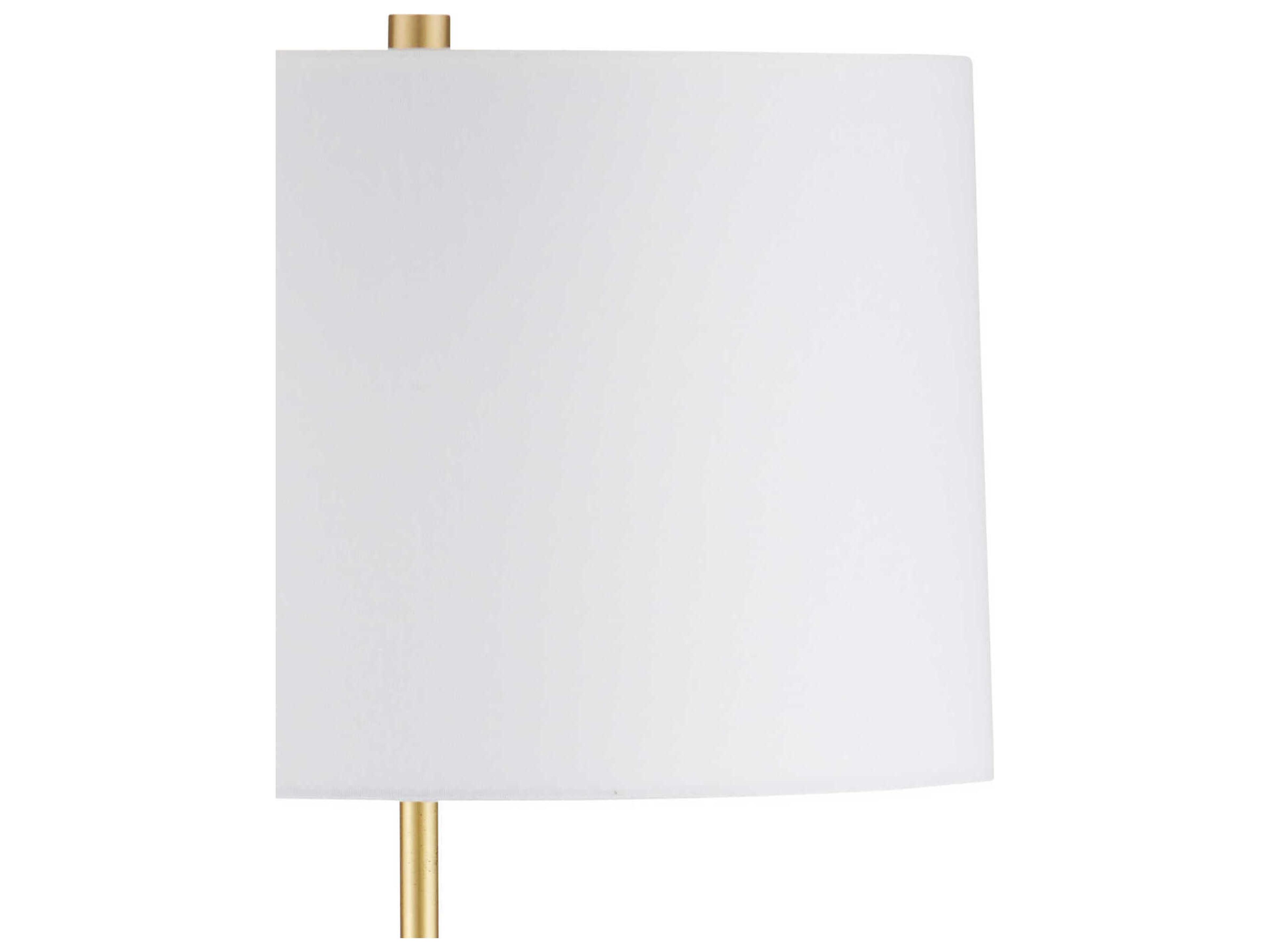 Currey & Company Lathe Natural Brushed Brass White Linen Floor Lamp