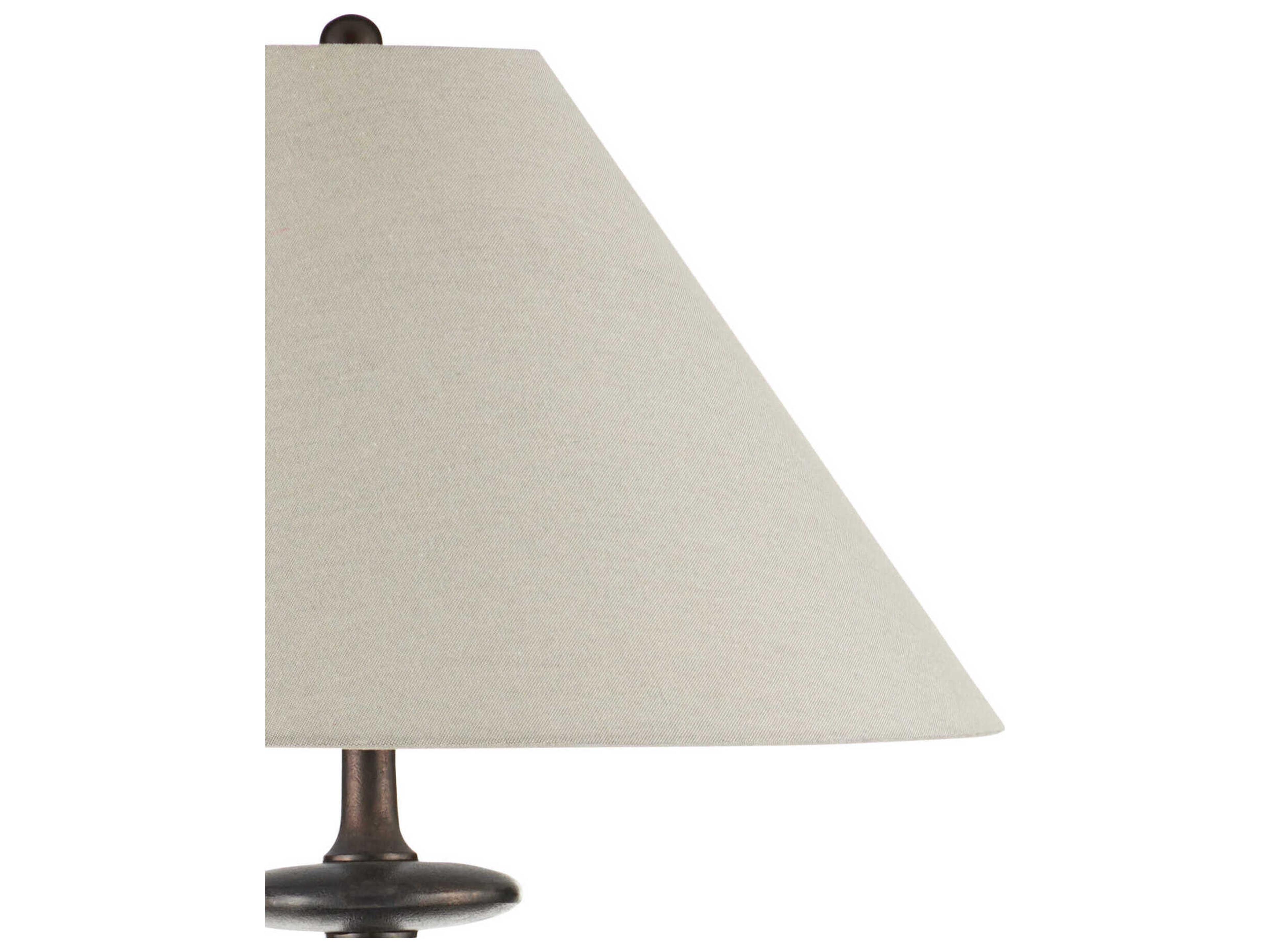 Currey & Company Aqueous Dark Bronze Light Gray Polyester Cotton Floor Lamp