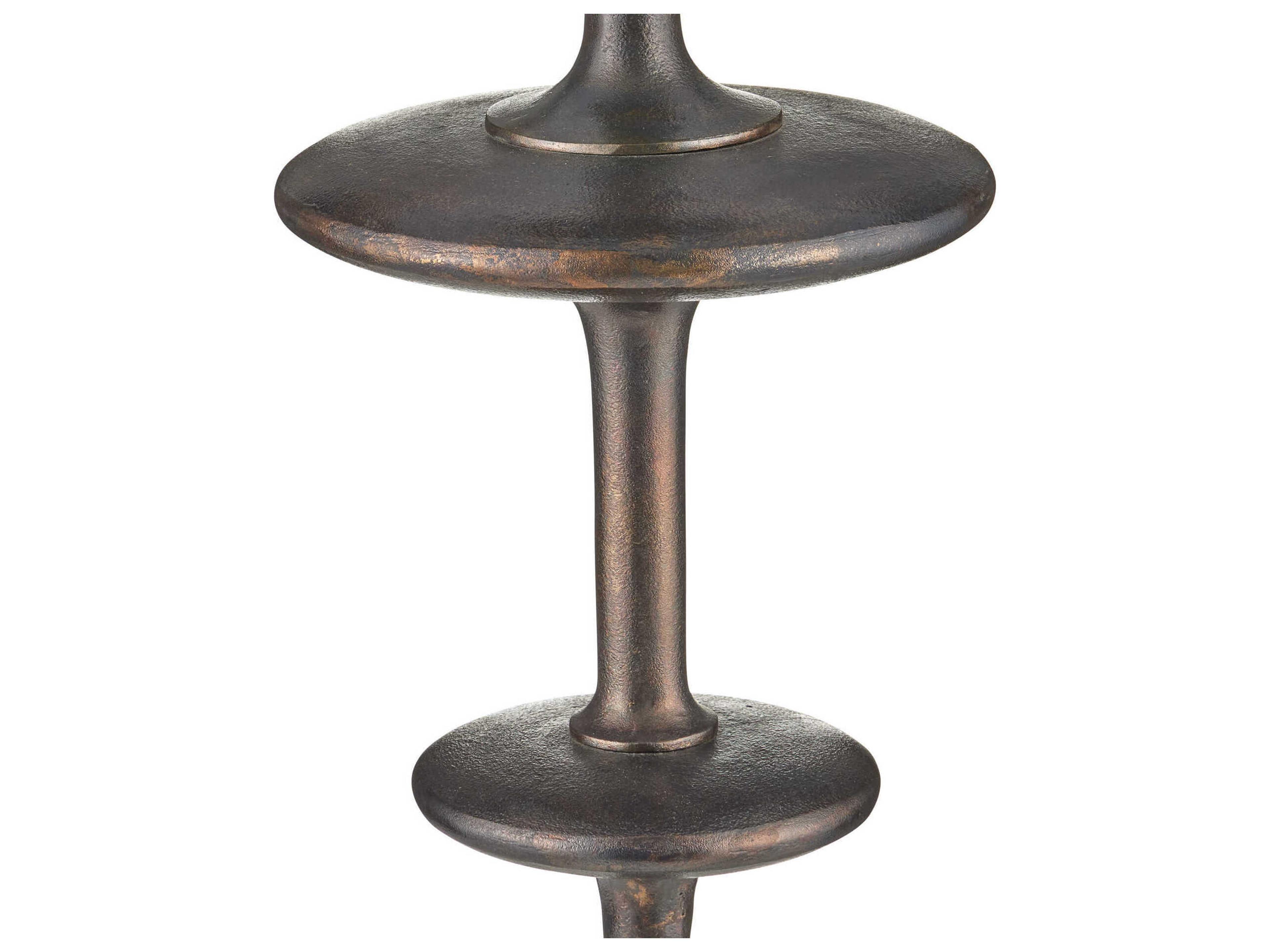 Currey & Company Aqueous Dark Bronze Light Gray Polyester Cotton Floor Lamp