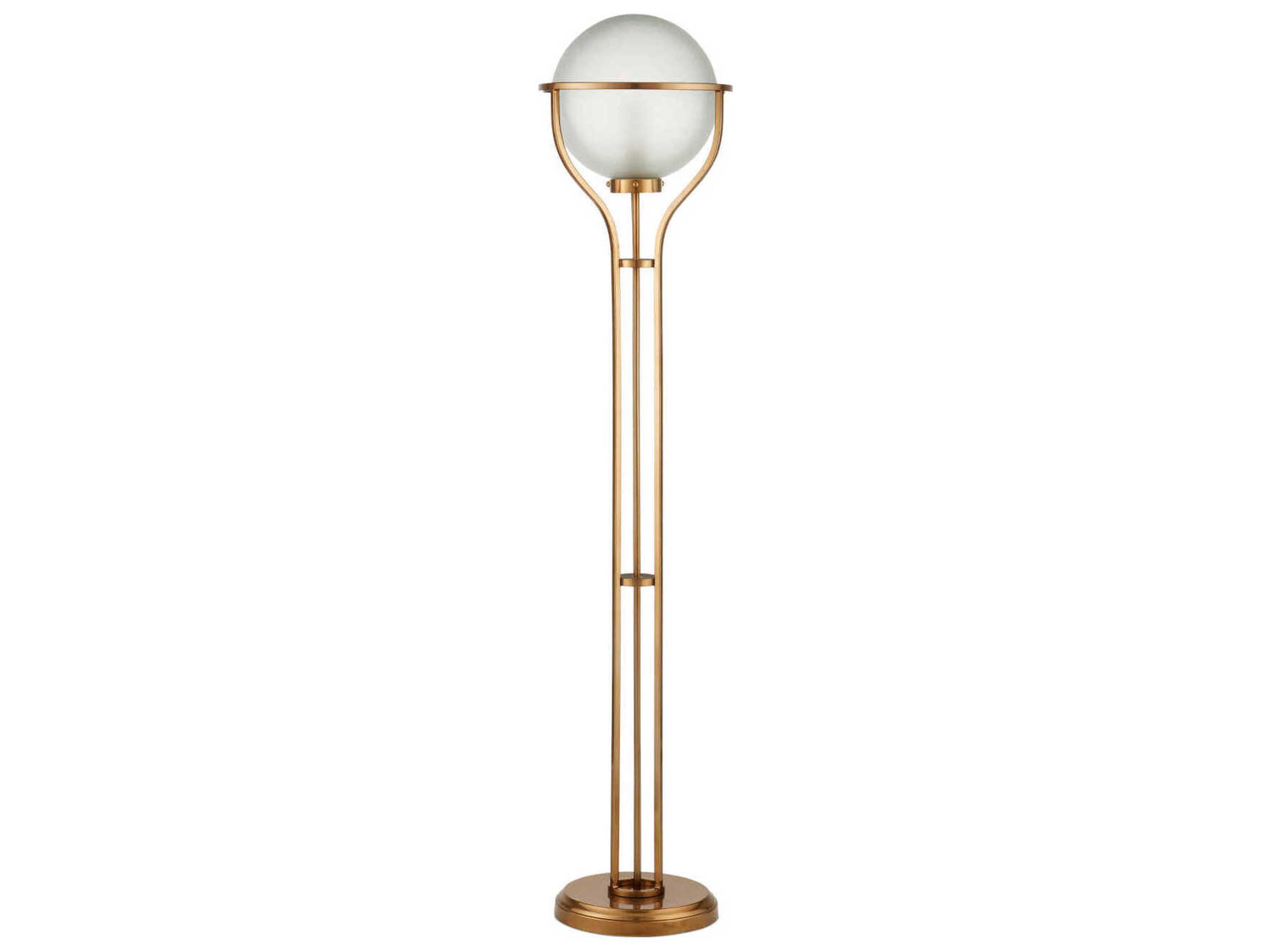Currey & Company Metropolis Metallic Champagne Frosted Glass Gold Floor Lamp