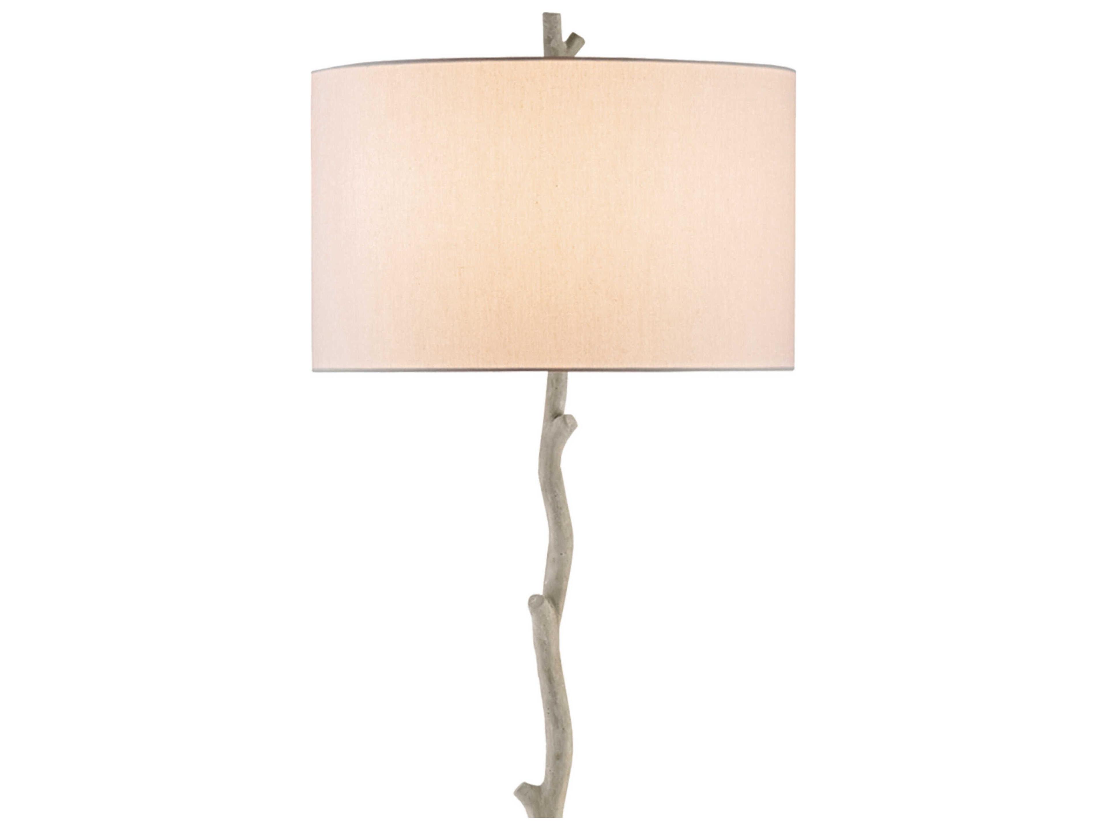 Currey & Company Beaujon Off White Linen Polished aged Steel Floor Lamp