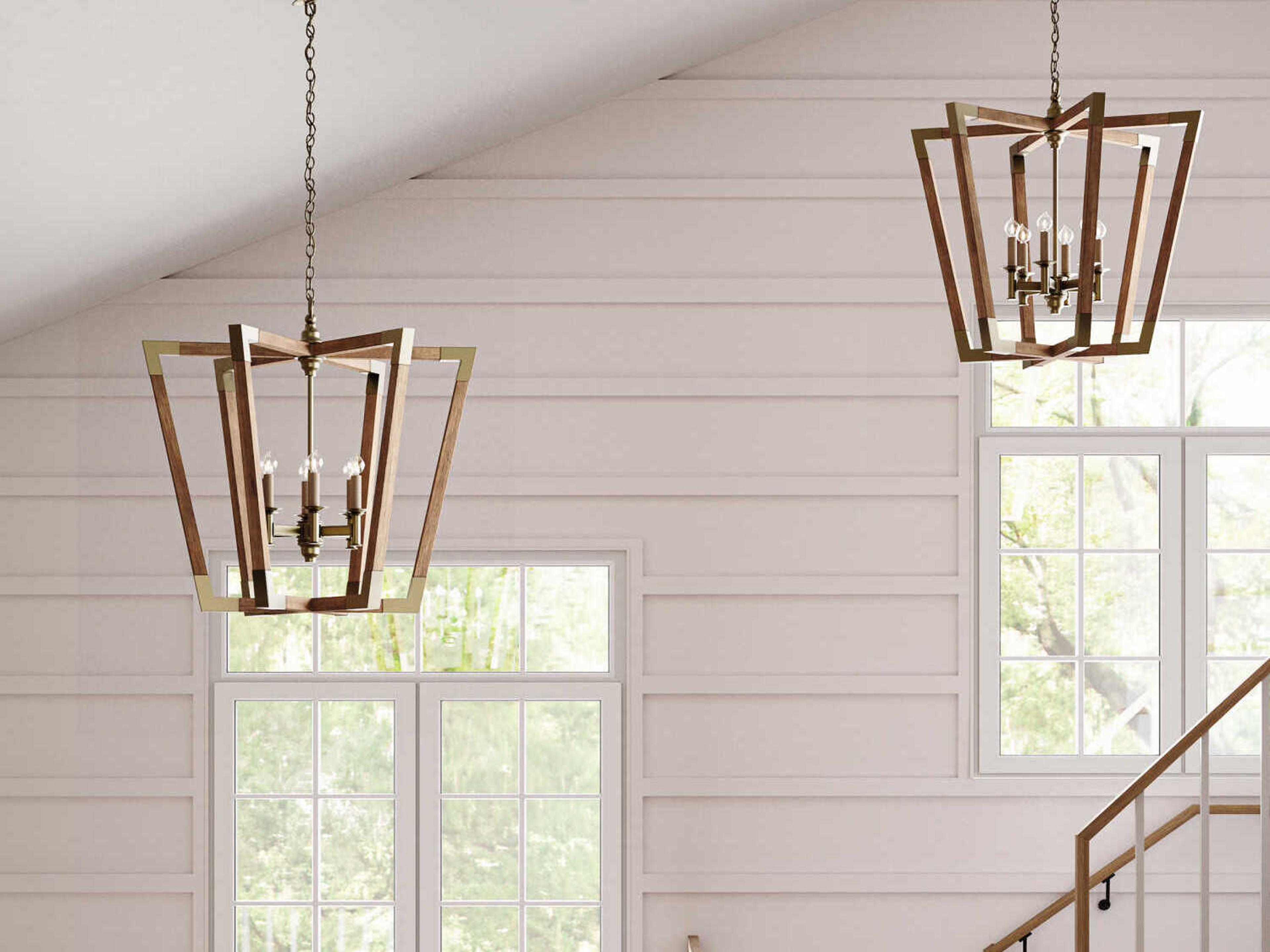 Currey & Company Bastian 6-Light Chestnut Brass Brown Candelabra Geometric Chandelier