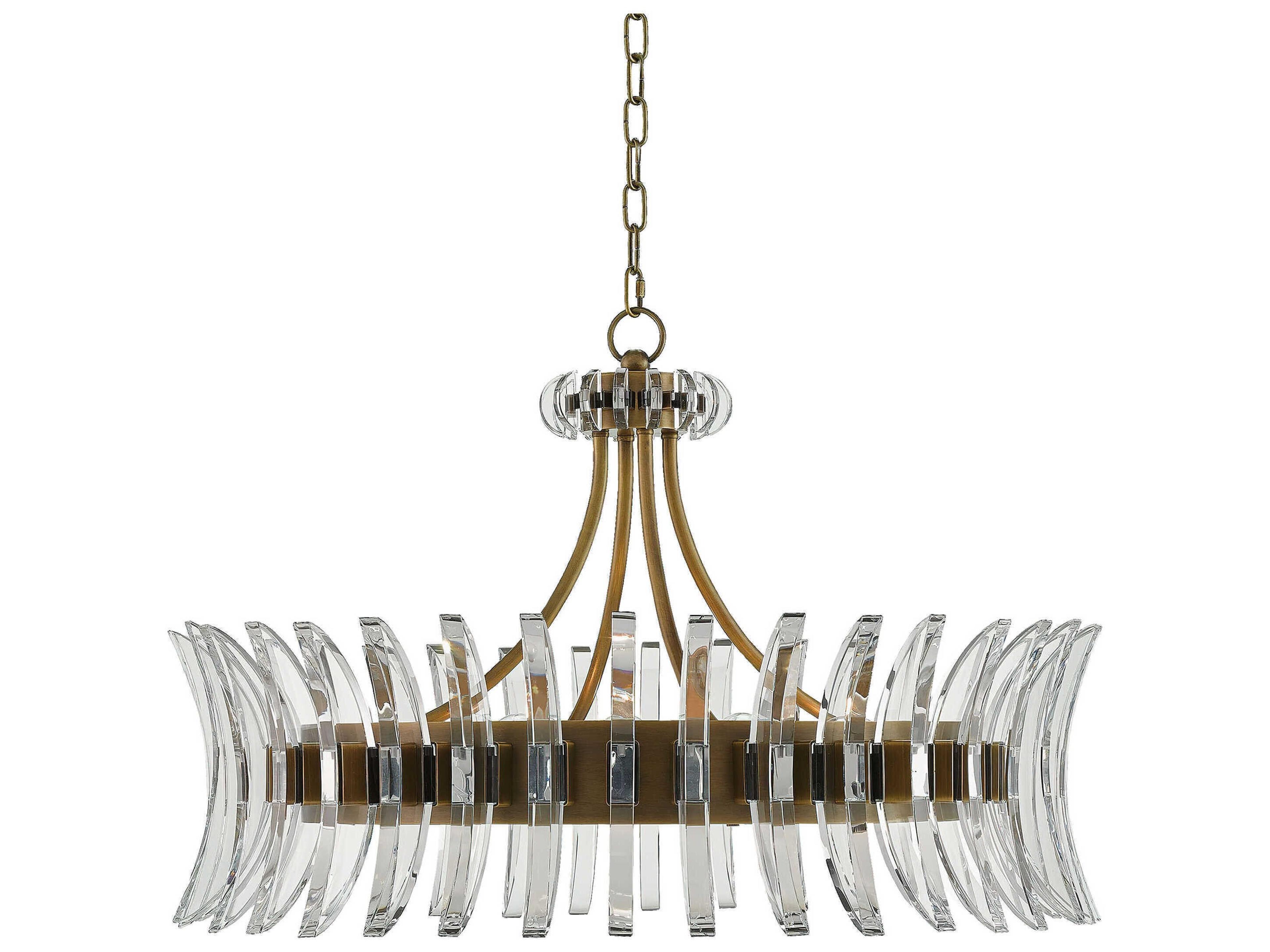 Currey & Company Coquette 8-Light Antique Brass Drum Pendant