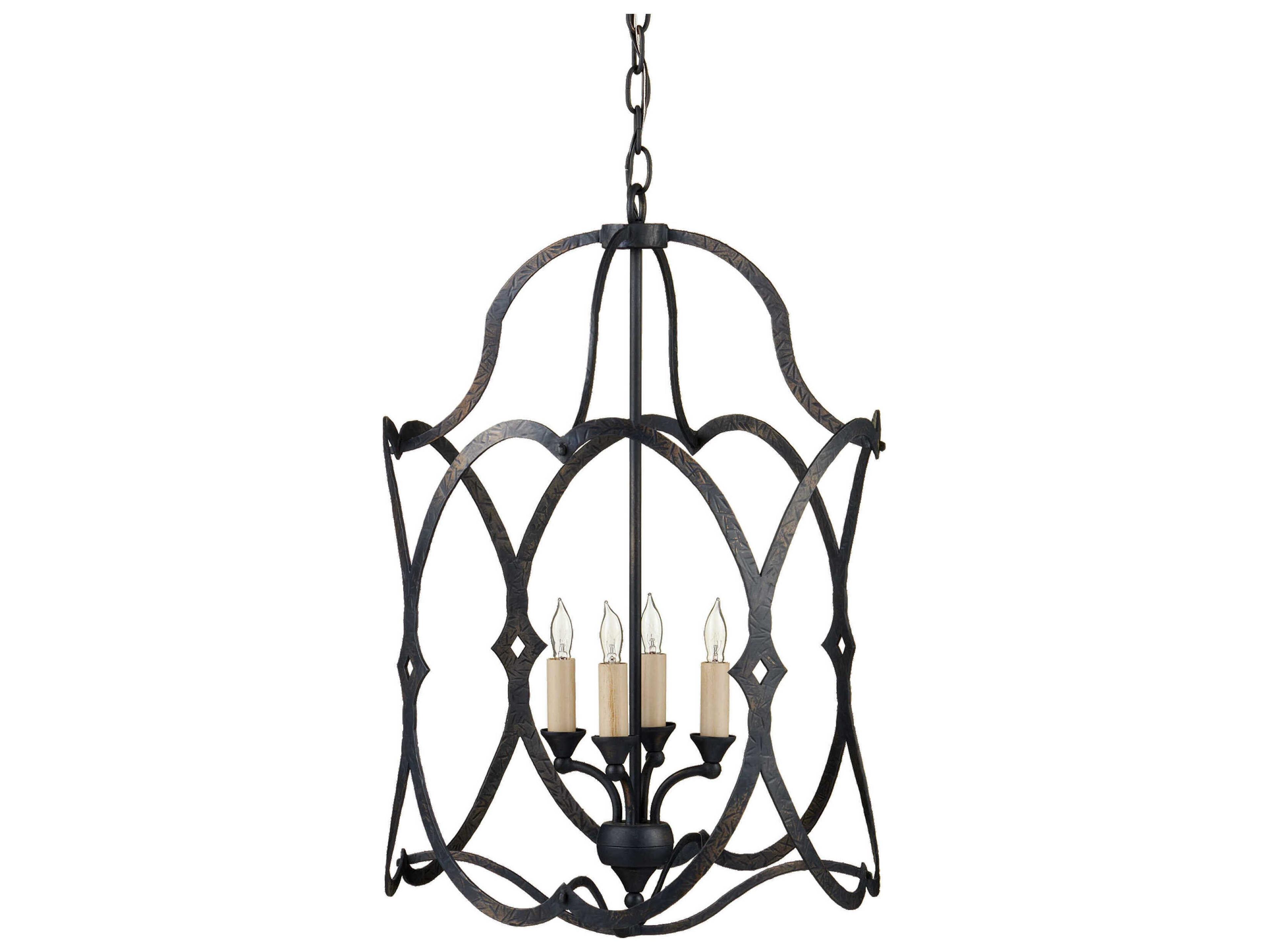 Currey & Company Charisma 4-Light French Black Candelabra Chandelier