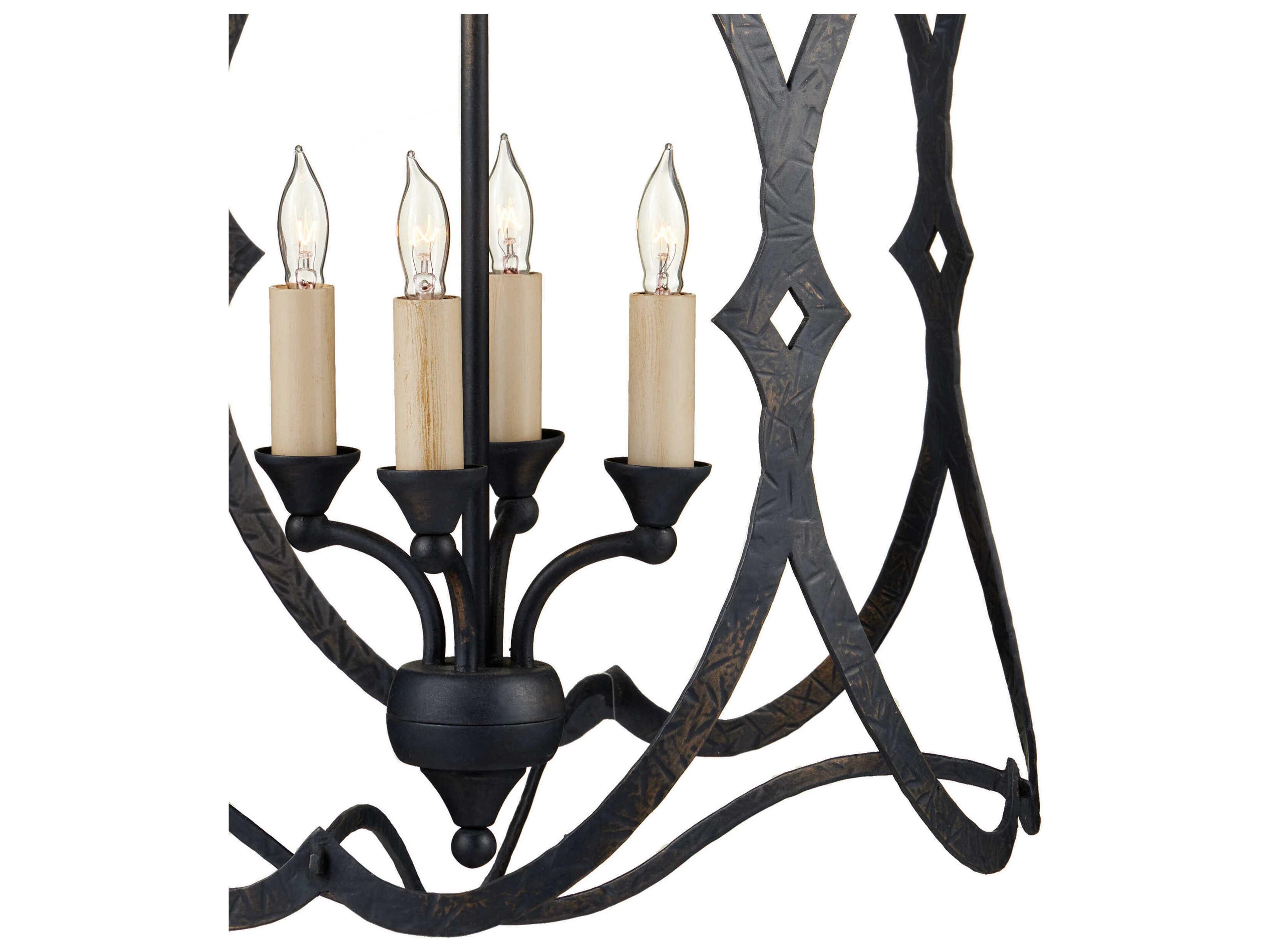 Currey & Company Charisma 4-Light French Black Candelabra Chandelier