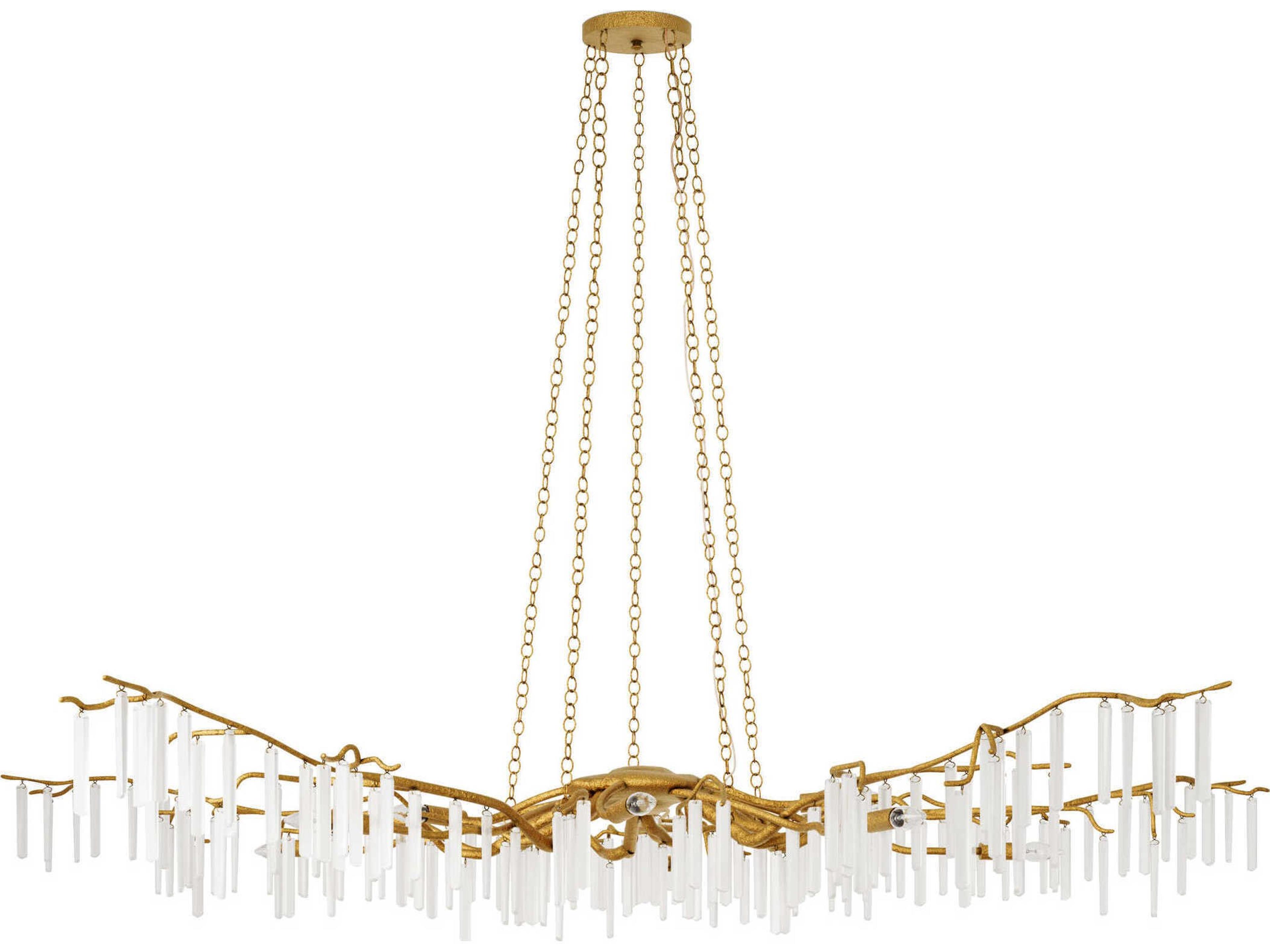 Currey & Company Forest 10-Light Washed Lucerne Gold Natural Chandelier