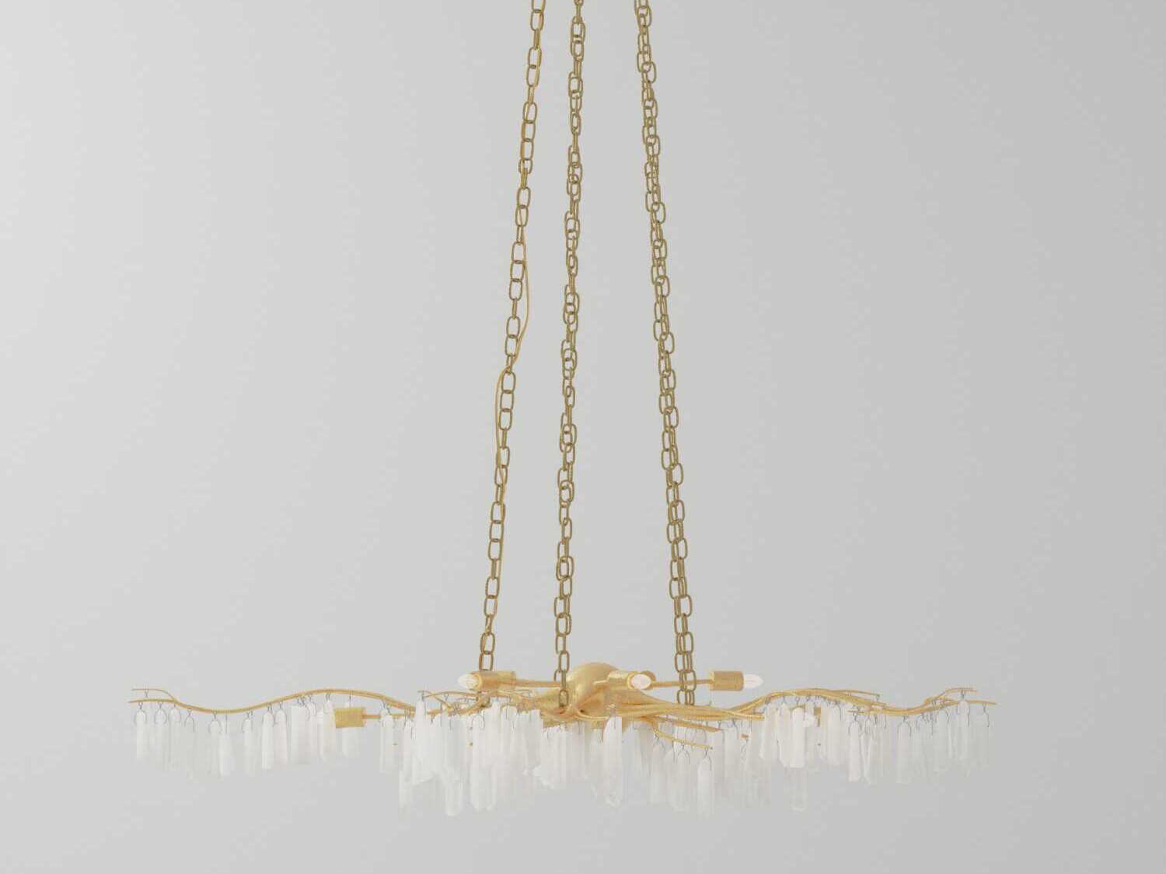 Currey & Company Forest 10-Light Washed Lucerne Gold Natural Chandelier