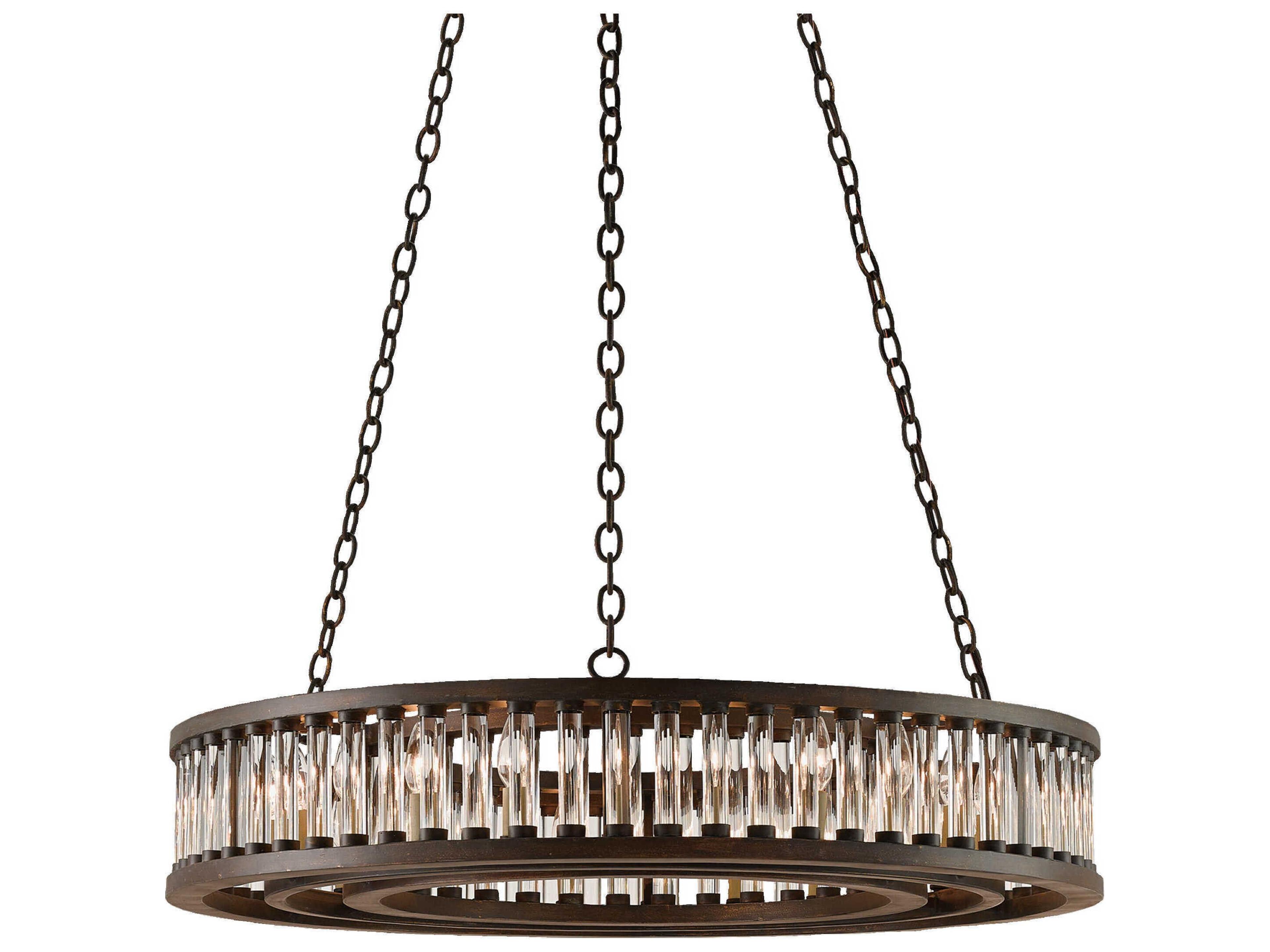 Elixir 24-Light Bronze Verdigris Glass Cylinder Drum Chandelier