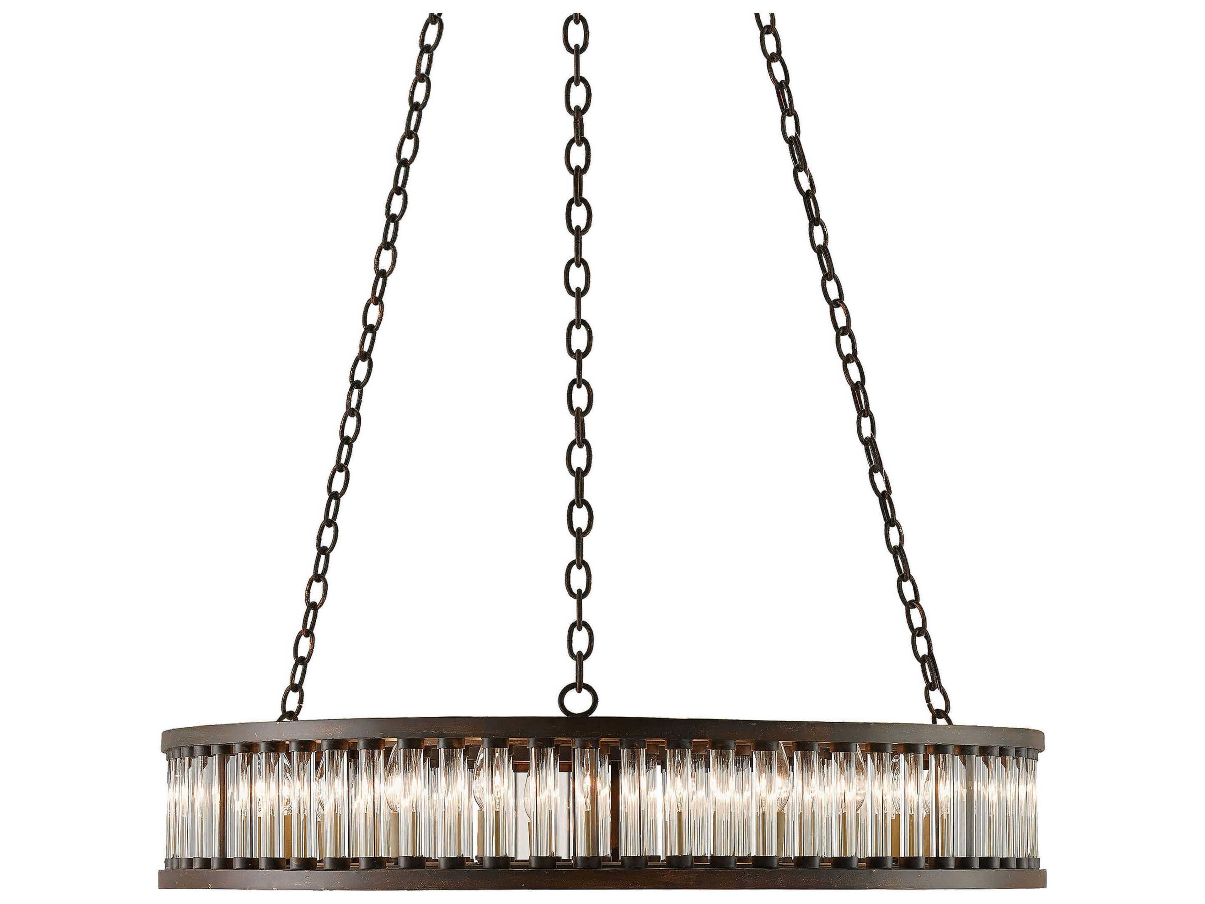 Currey & Company Elixir 24-Light Bronze Verdigris Glass Cylinder Drum Chandelier