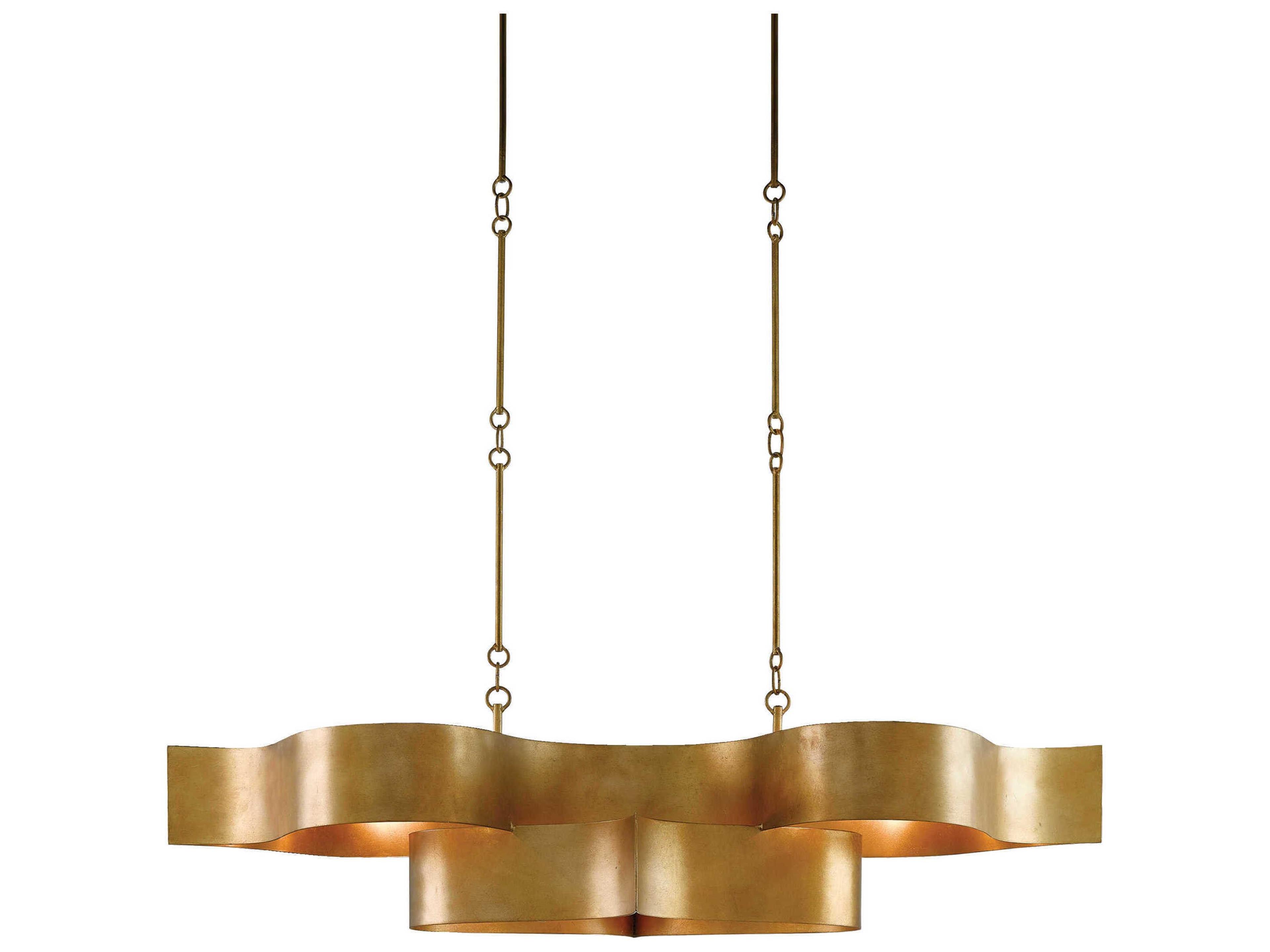 Grand Lotus Oval Chandelier in Antique Gold Leaf