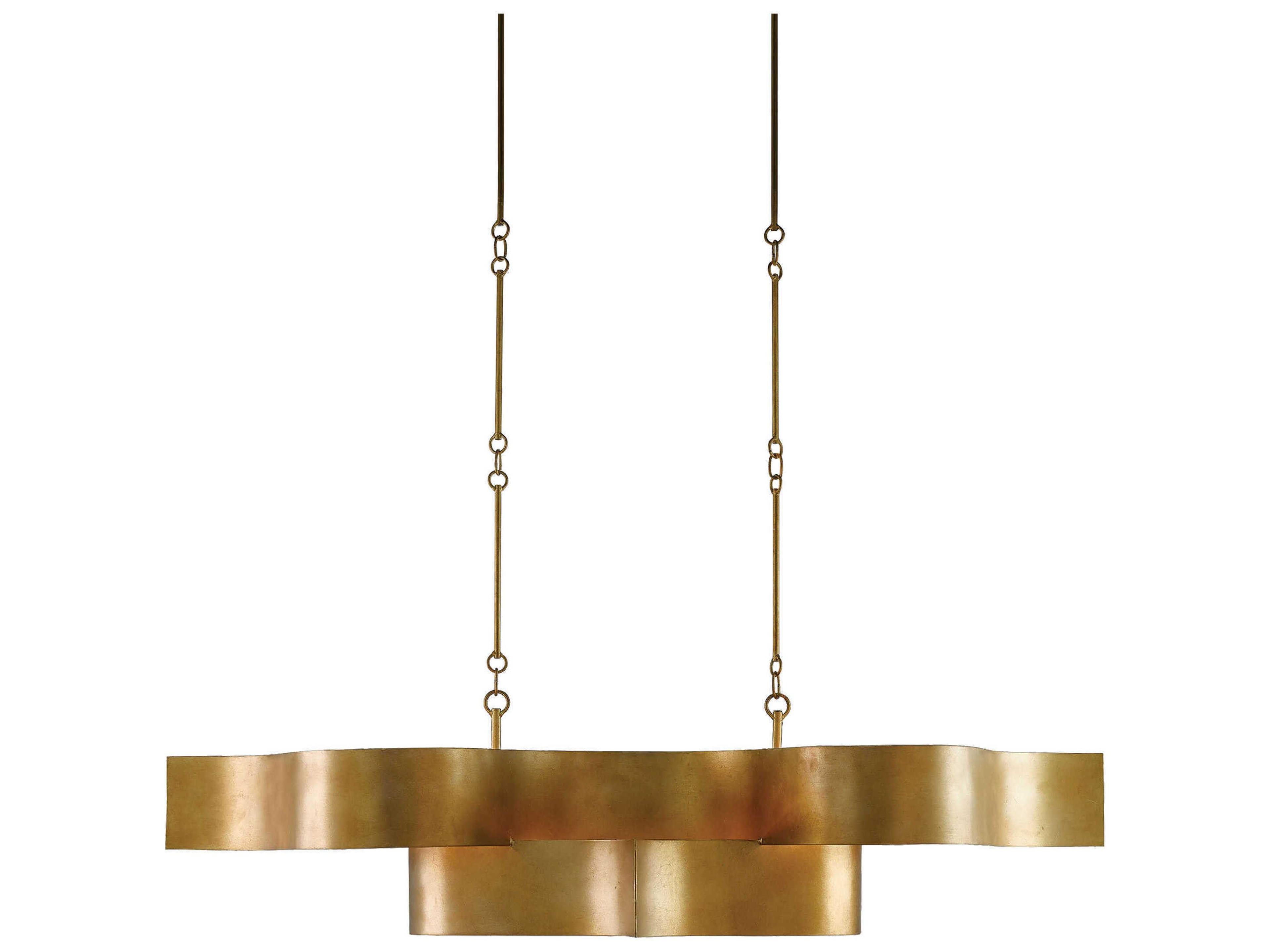 Currey & Company Grand Lotus 6-Light Antique Gold Leaf Island Pendant