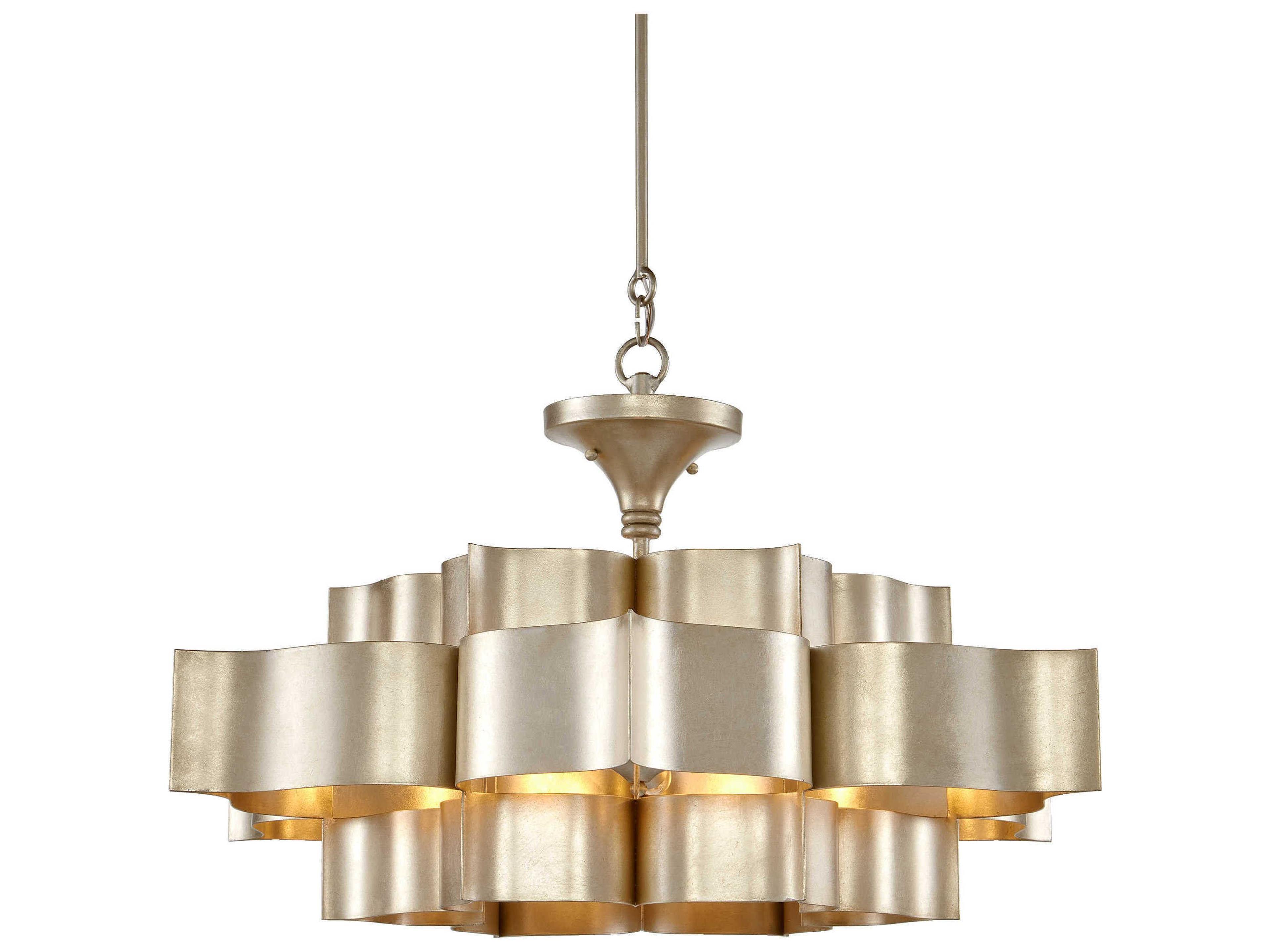 Grand Lotus Large Chandelier in Contemporary Silver Leaf