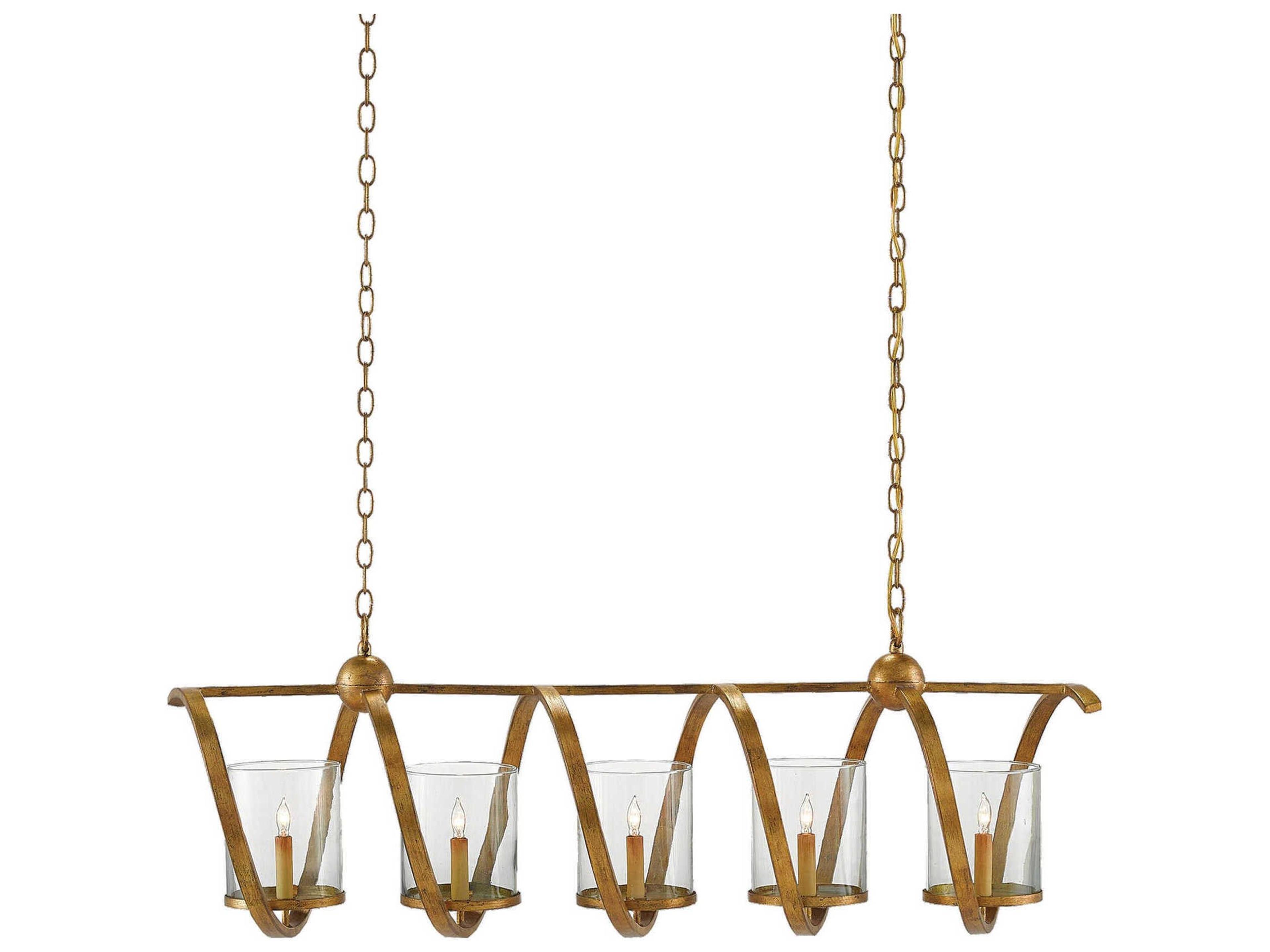 Maximus 5-Light Washed Gold Leaf Glass Island Pendant