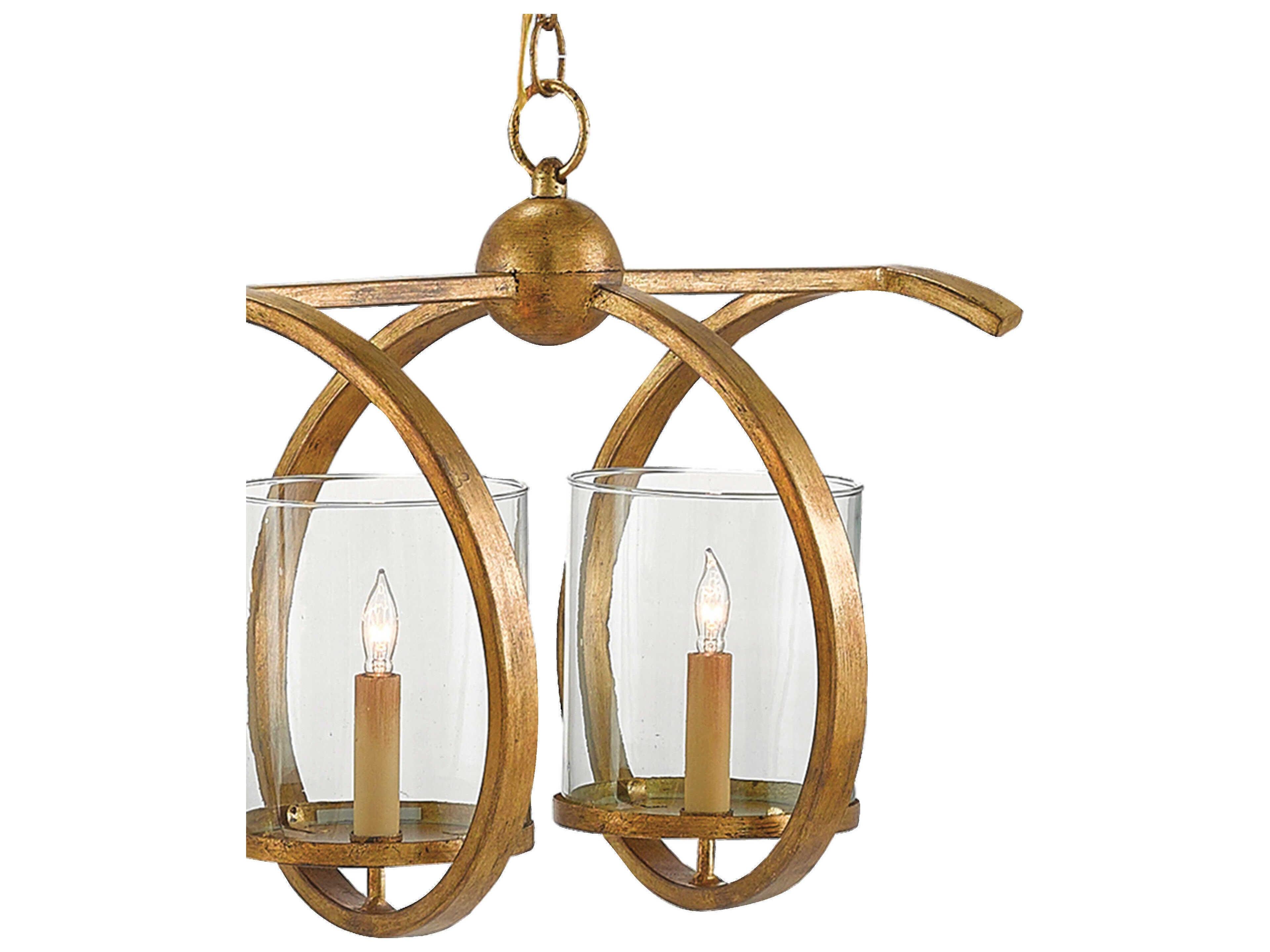 Currey & Company Maximus 5-Light Washed Gold Leaf Glass Island Pendant