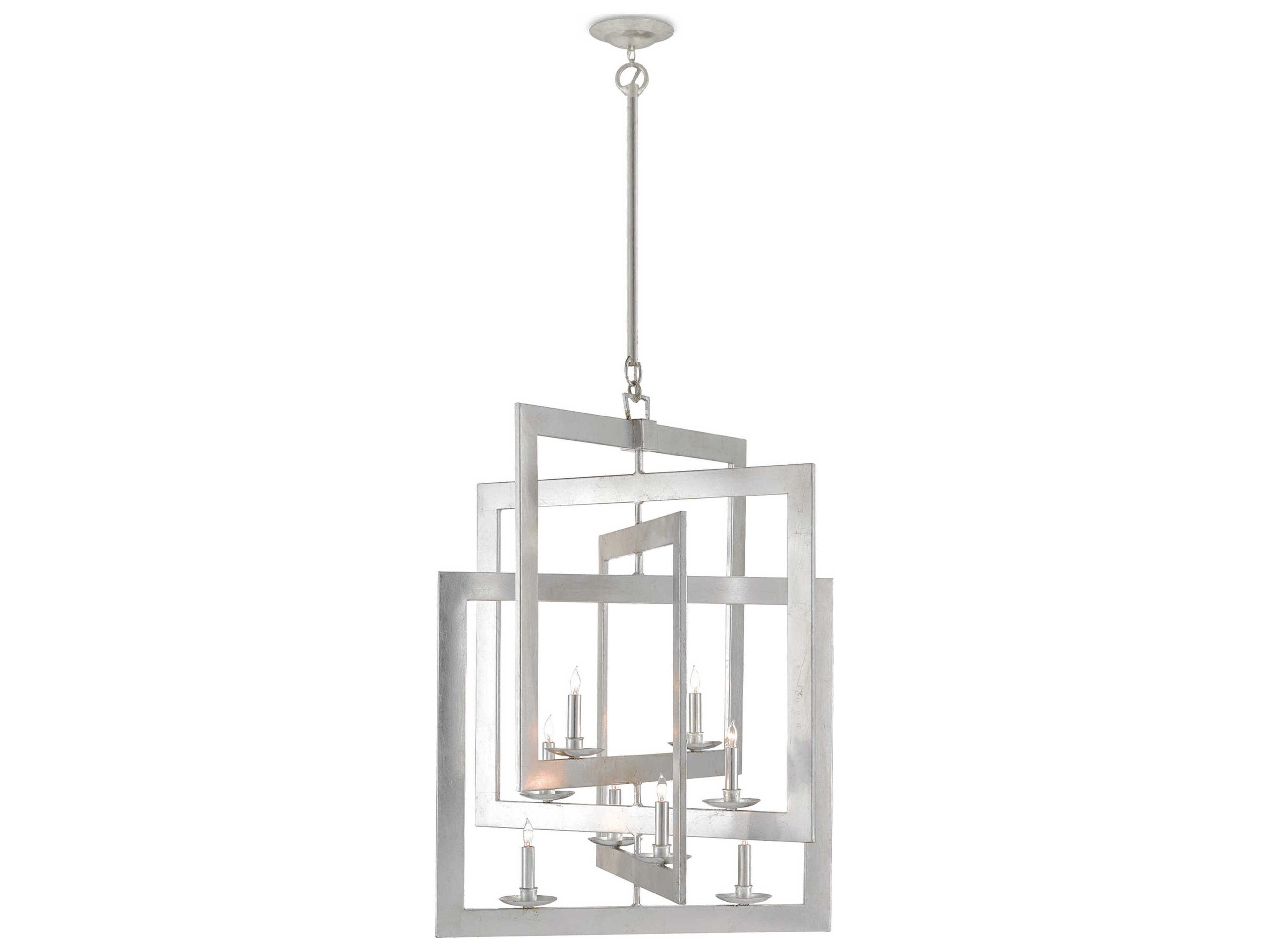 Currey & Company Middleton 8-Light Contemporary Silver Leaf Candelabra Chandelier