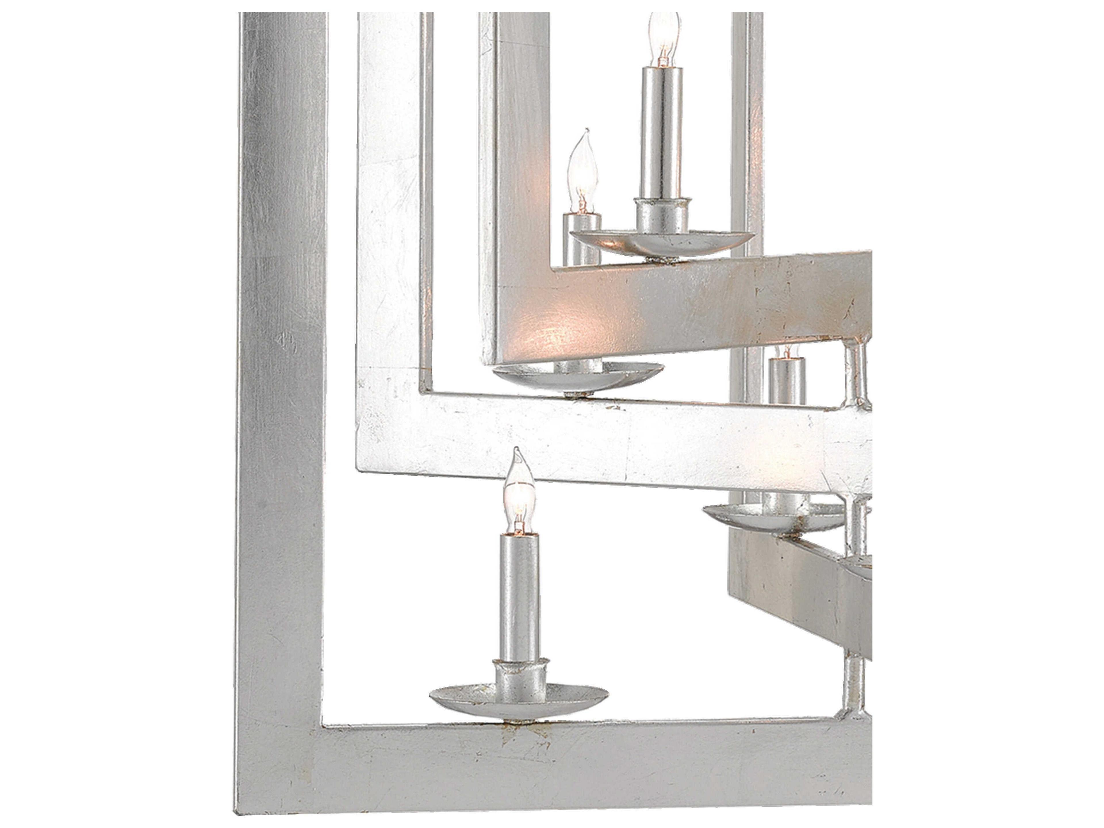 Currey & Company Middleton 8-Light Contemporary Silver Leaf Candelabra Chandelier