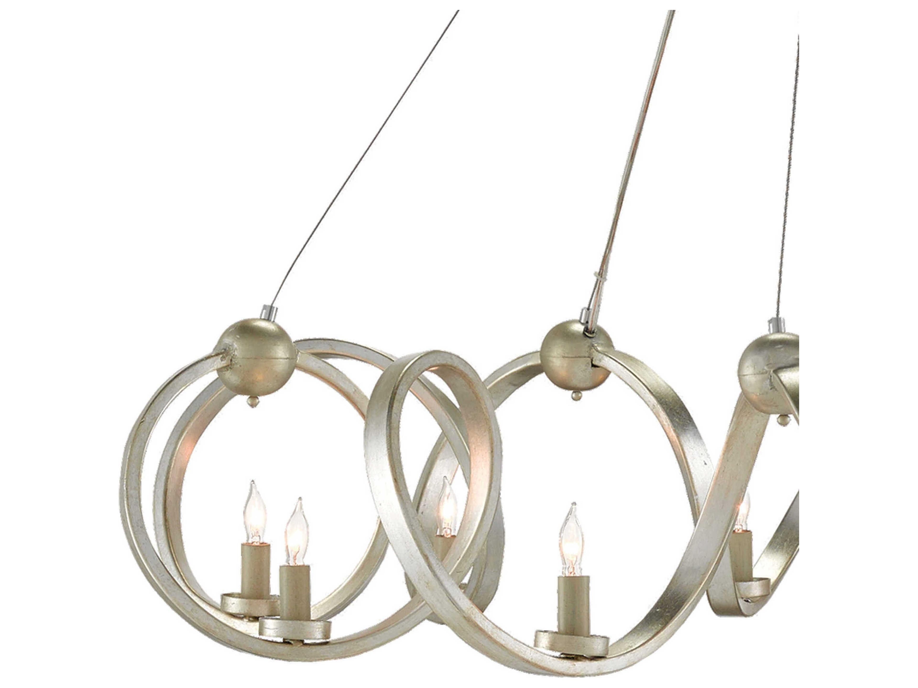 Currey & Company Ringmaster 10-Light Contemporary Silver Leaf Candelabra Chandelier