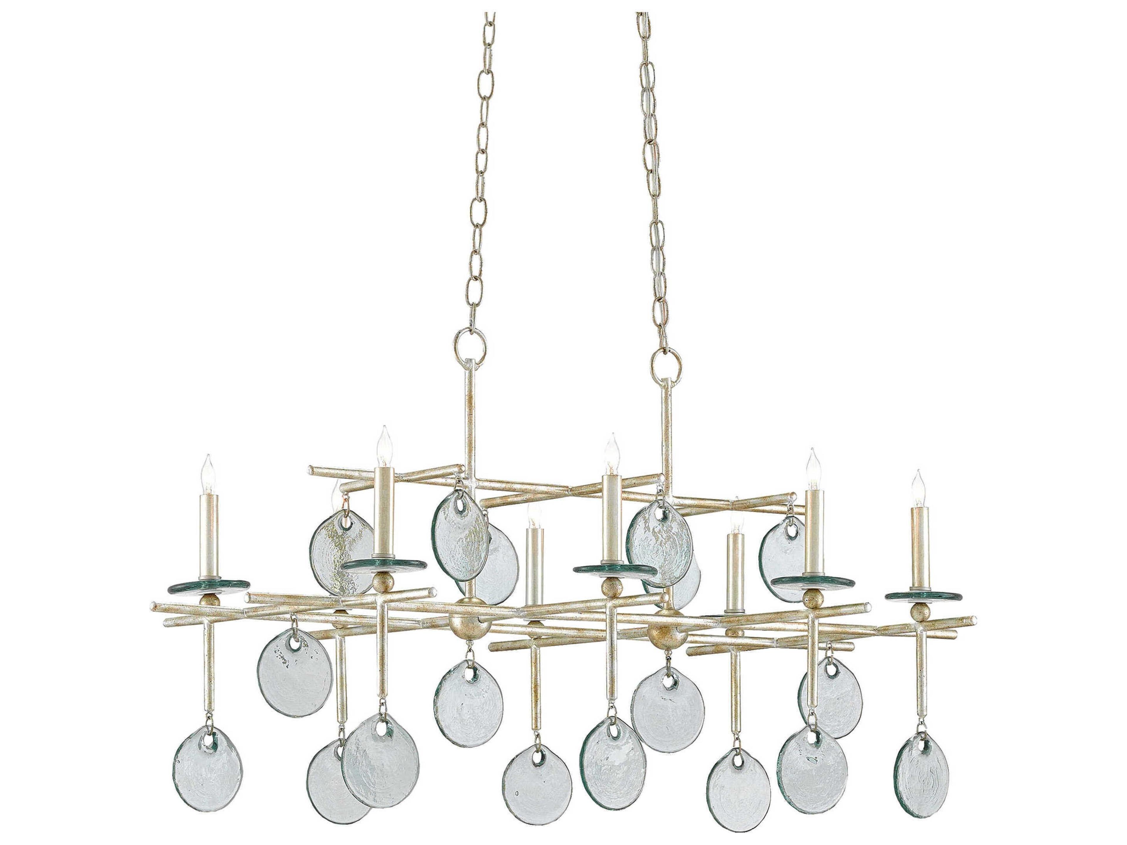 Currey & Company Sethos 8-Light Silver Granello Glass Island Pendant