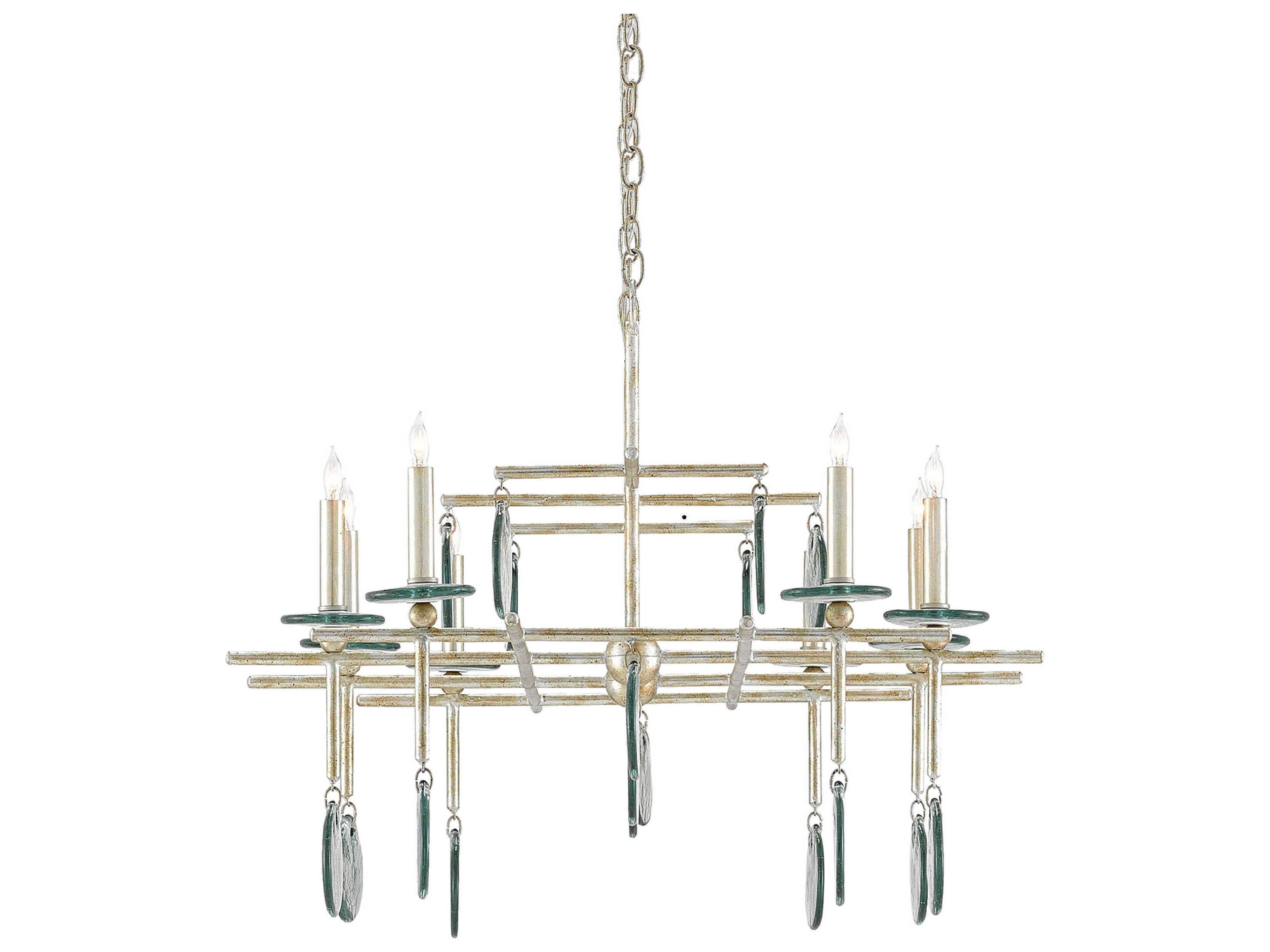 Currey & Company Sethos 8-Light Silver Granello Glass Island Pendant