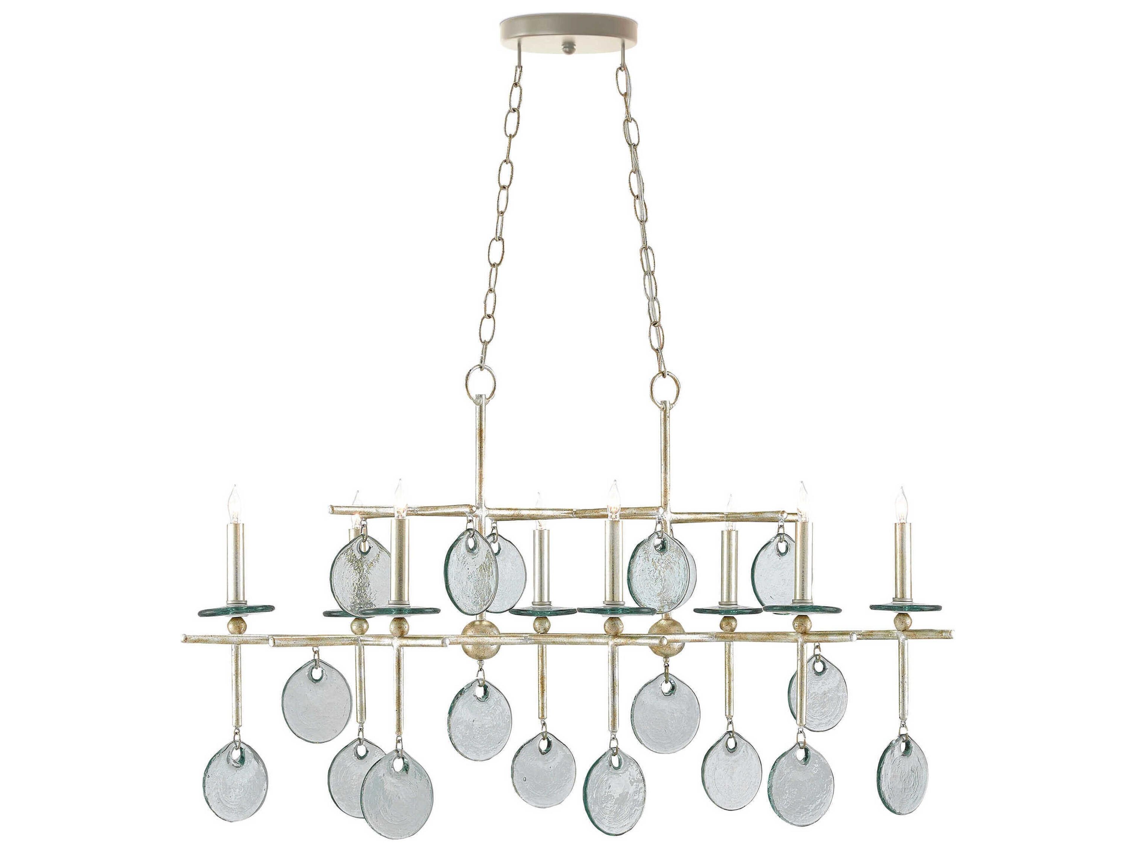 Currey & Company Sethos 8-Light Silver Granello Glass Island Pendant