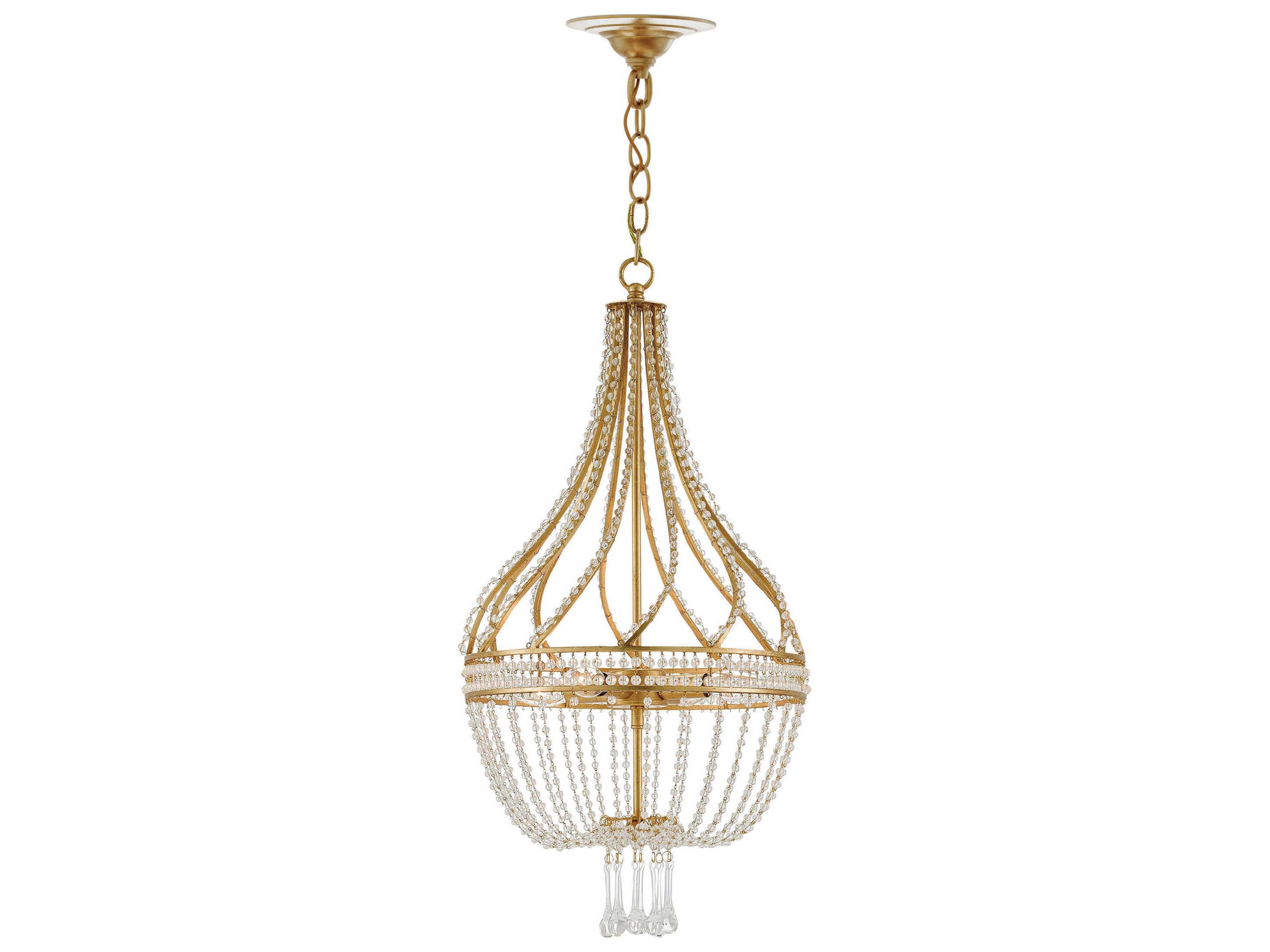 Currey & Company Ingenue 4-Light Antique Gold Leaf Candelabra Chandelier