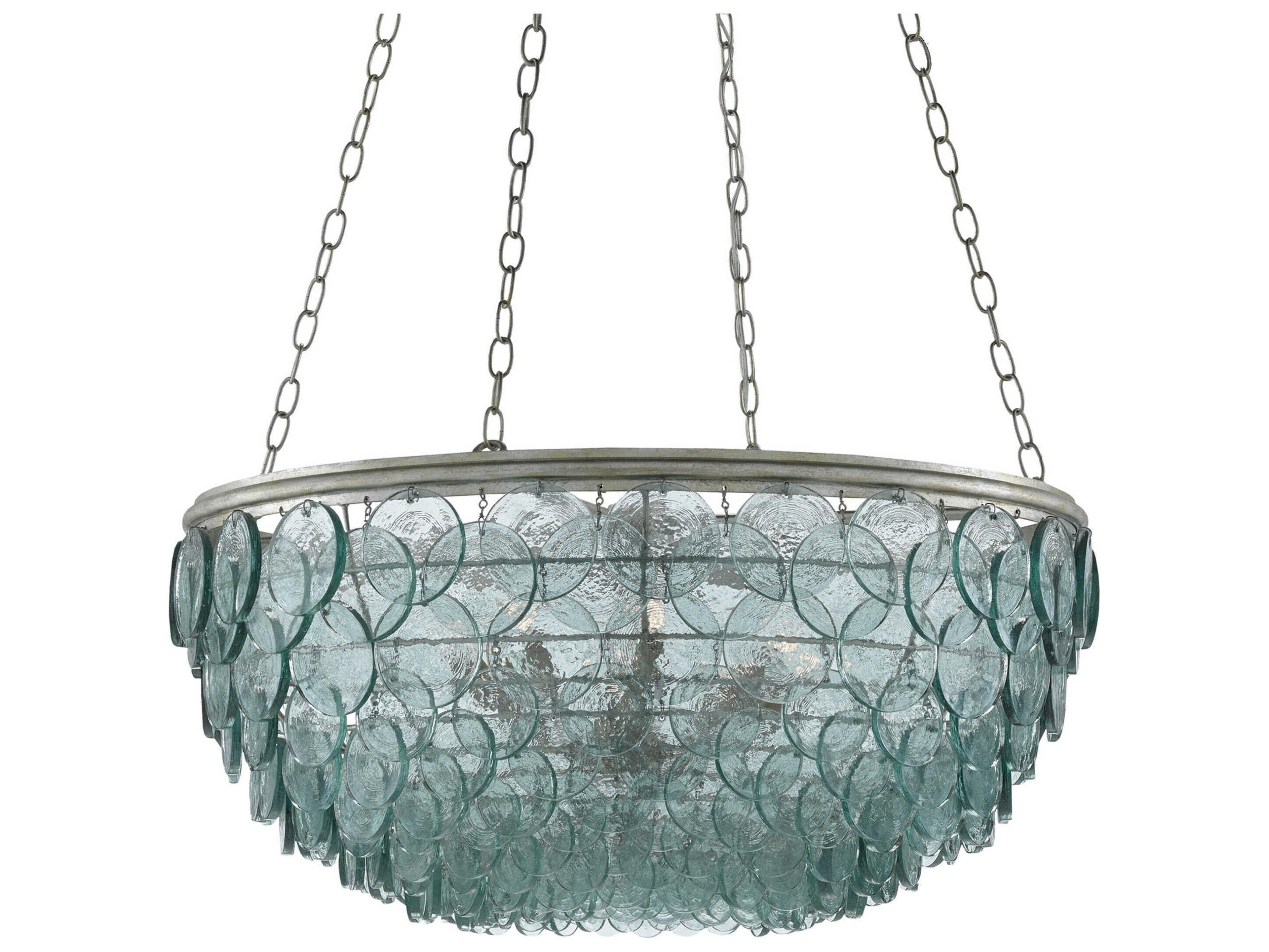 Currey & Company Quoram 8-Light Silver Leaf Pendant