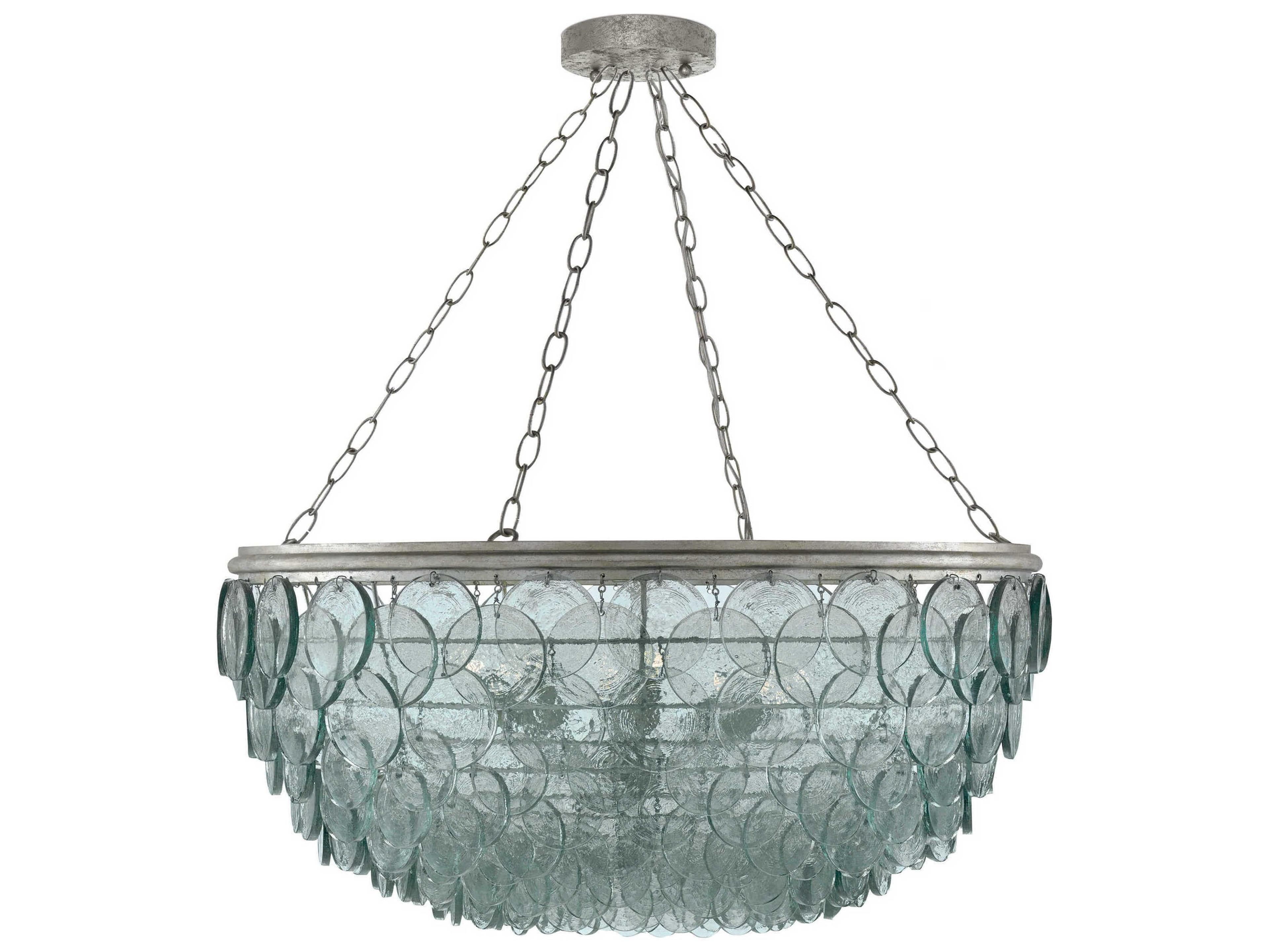 Currey & Company Quoram 8-Light Silver Leaf Pendant
