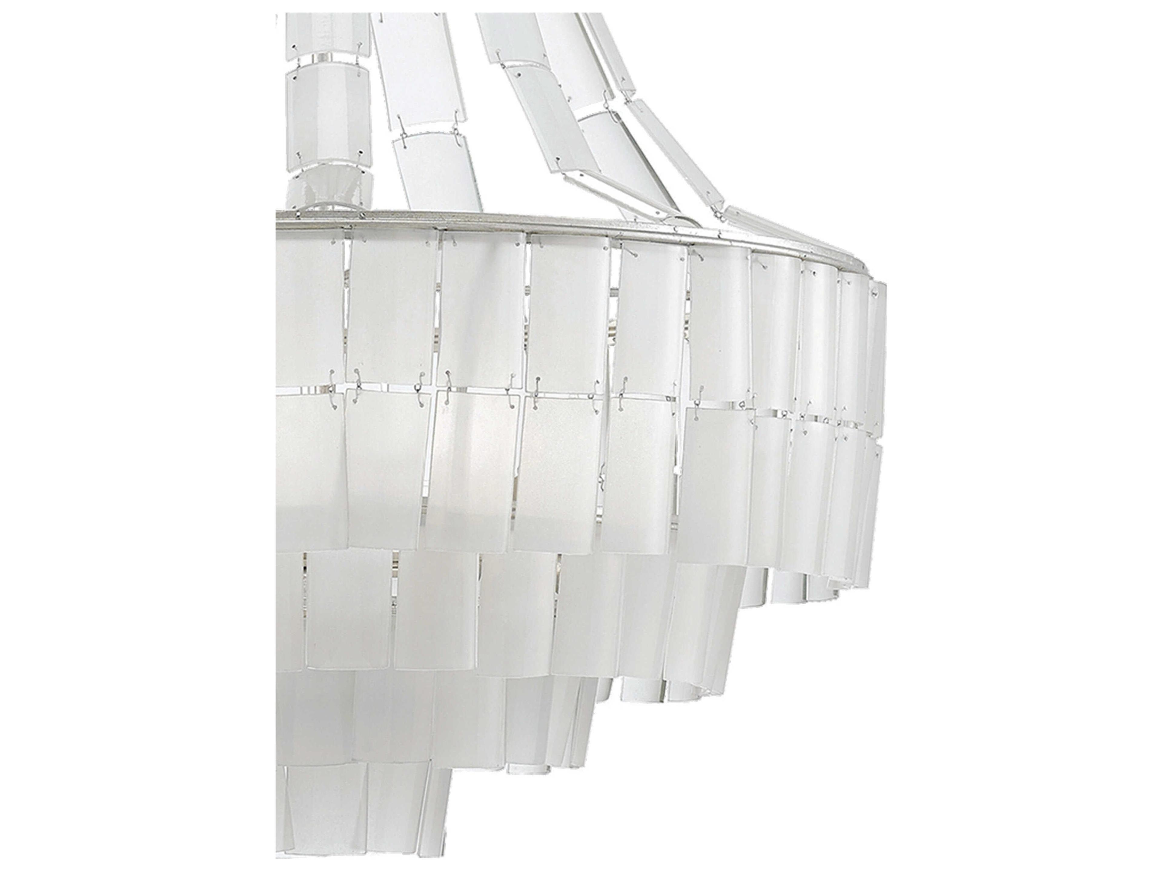 Currey & Company Vintner 7-Light Contemporary Silver Leaf Opaque White Glass Candelabra Globe Tiered Chandelier