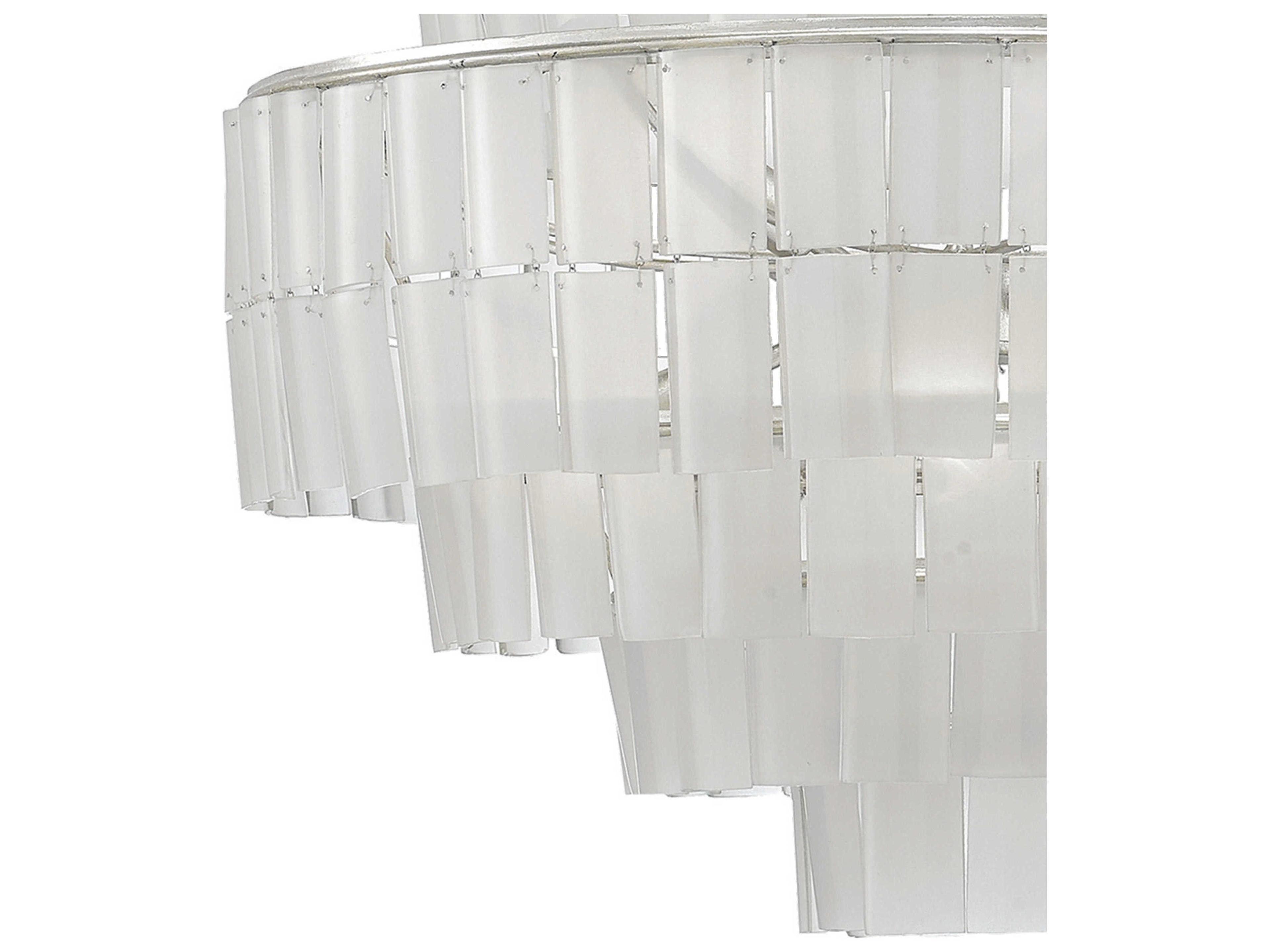 Currey & Company Sommelier Blanc 8-Light Contemporary Silver Leaf Opaque White Globe Tiered Chandelier
