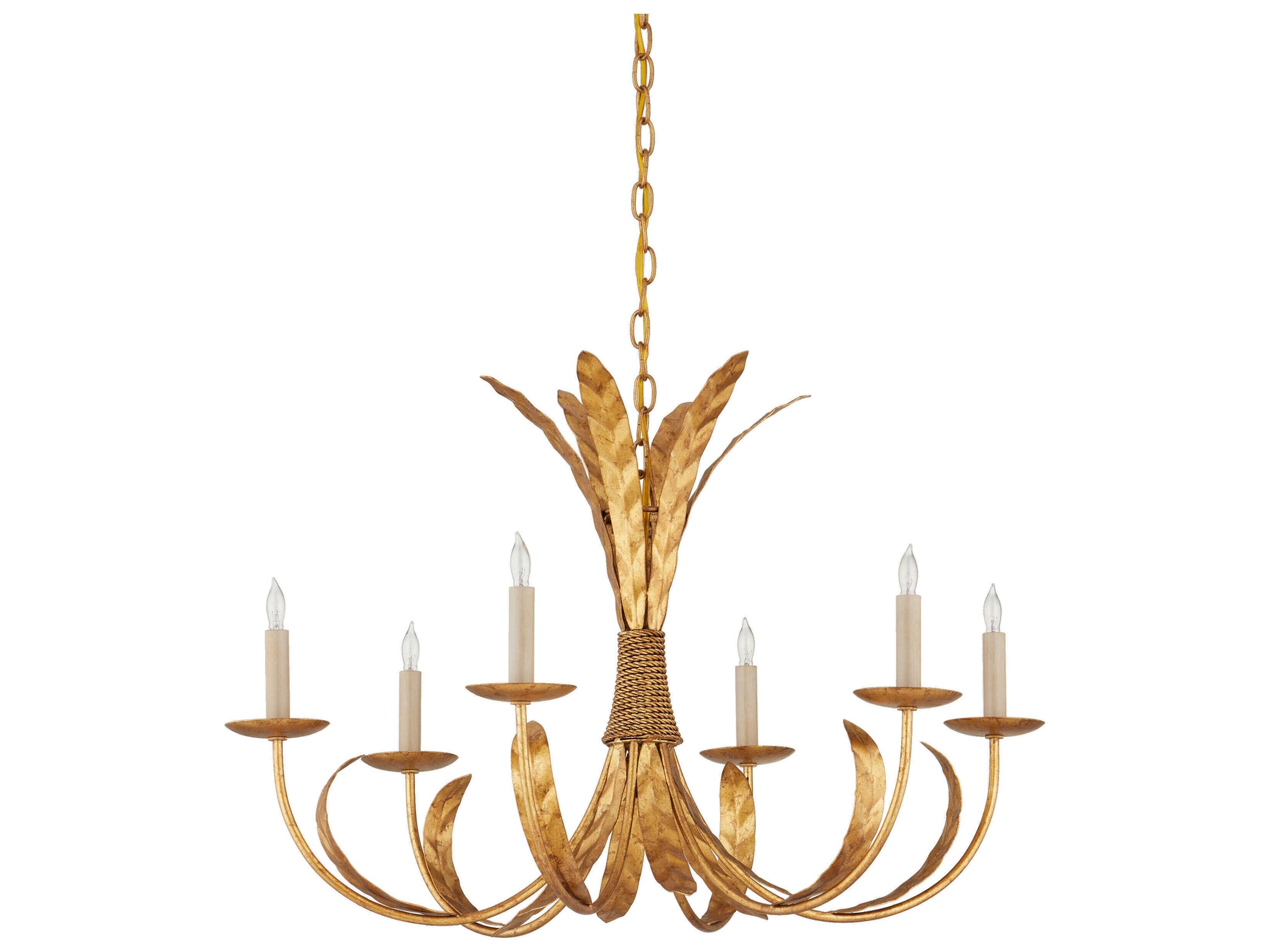 Currey & Company Bette 6-Light Grecian Gold Leaf Candelabra Chandelier