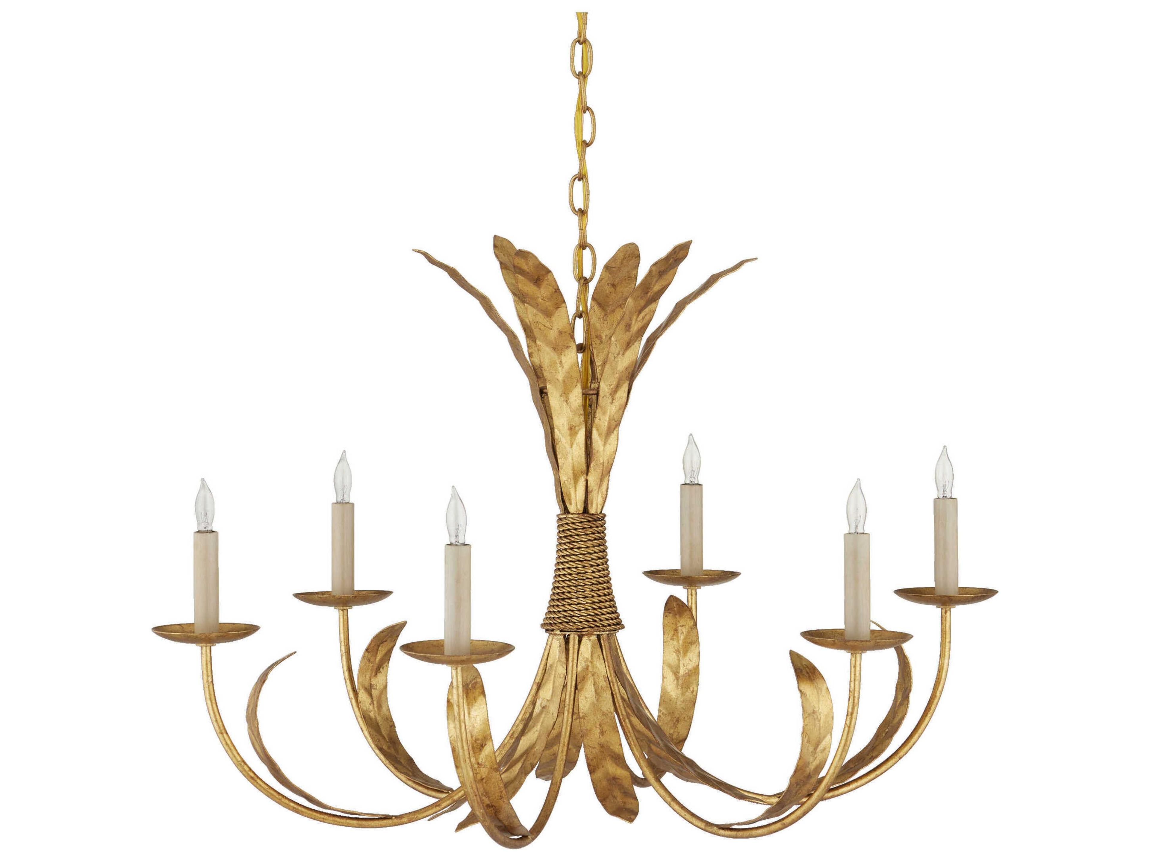Currey & Company Bette 6-Light Grecian Gold Leaf Candelabra Chandelier