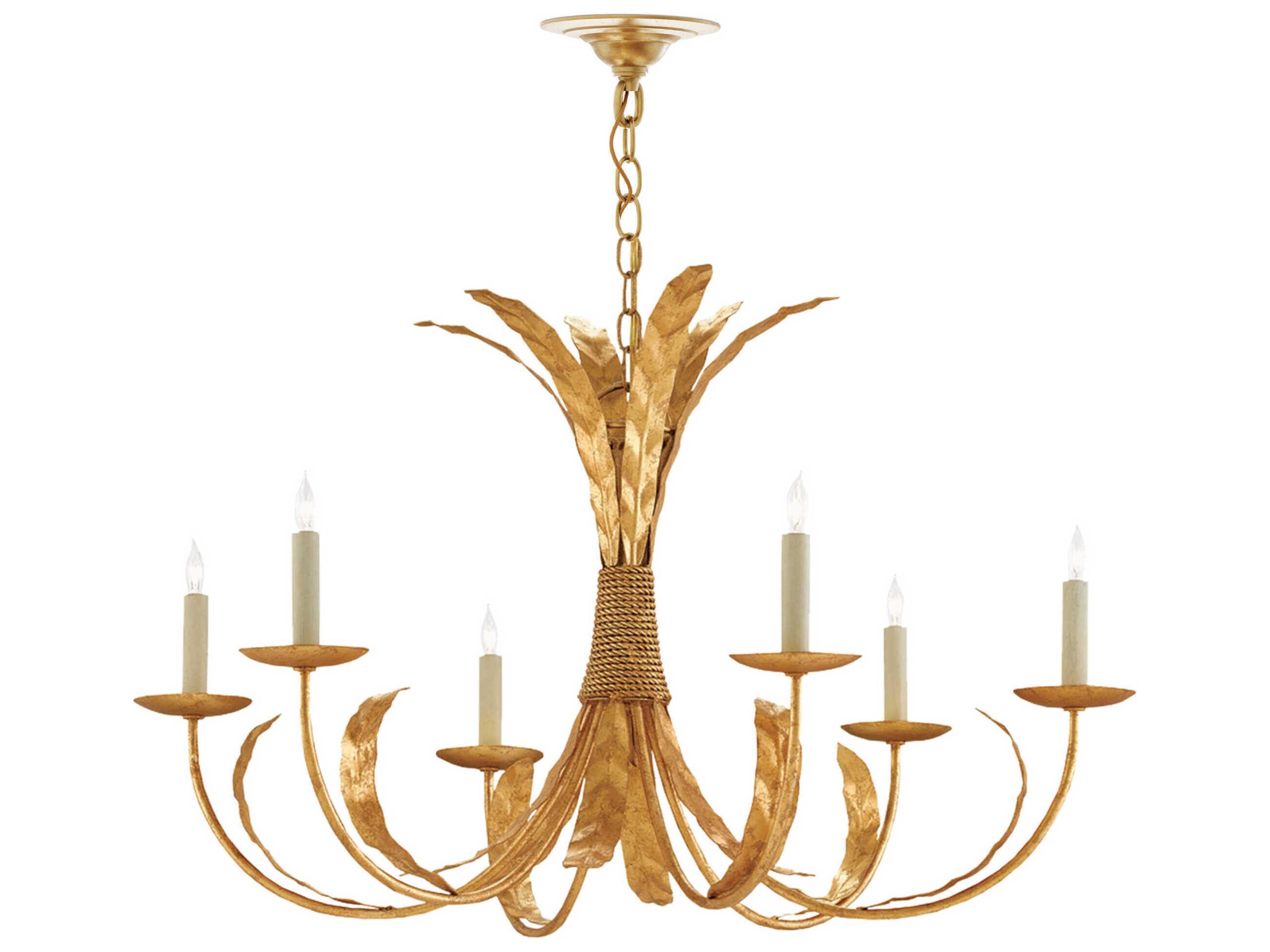 Currey & Company Bette 6-Light Grecian Gold Leaf Candelabra Chandelier