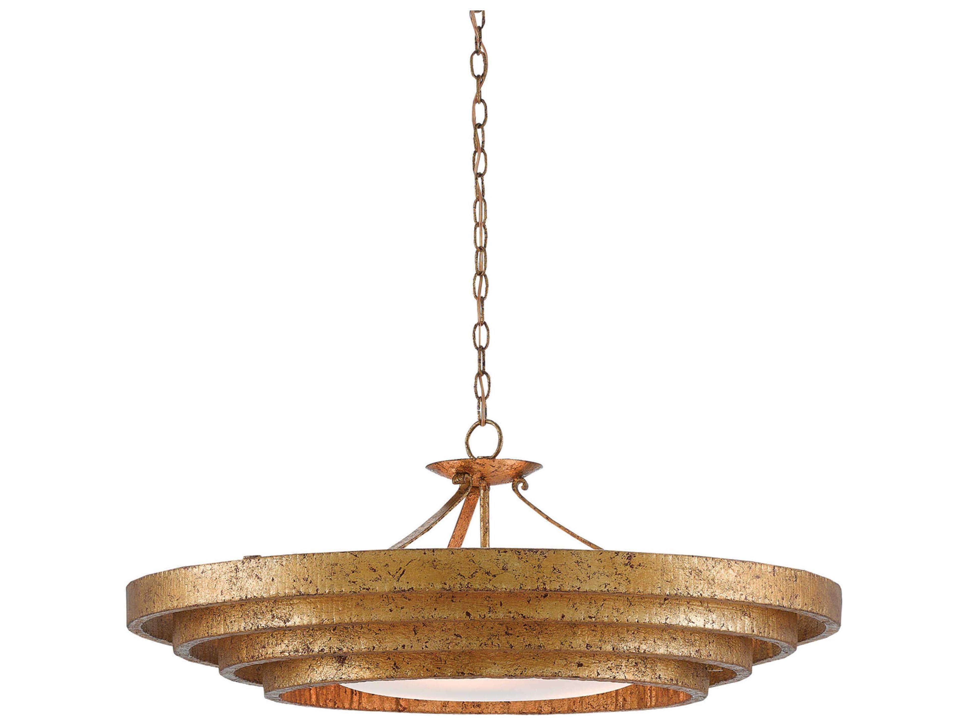 Belle 3-Light Gold Leaf Glass Geometric Pendant